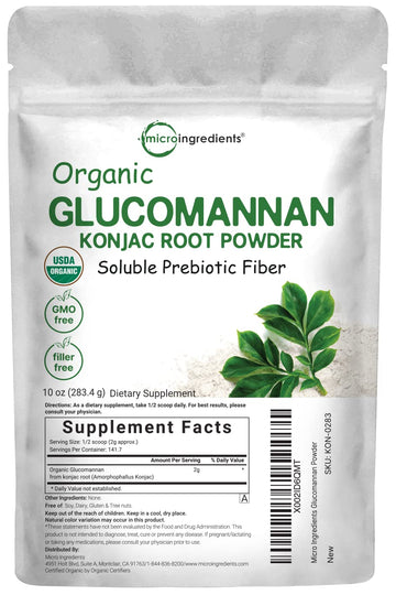 Organic Glucomannan Konjac Root Powder (Konjac Gel Powder), 10 Ounce, Soluble Fiber & Prebiotics Micro Ingredients uk supplements