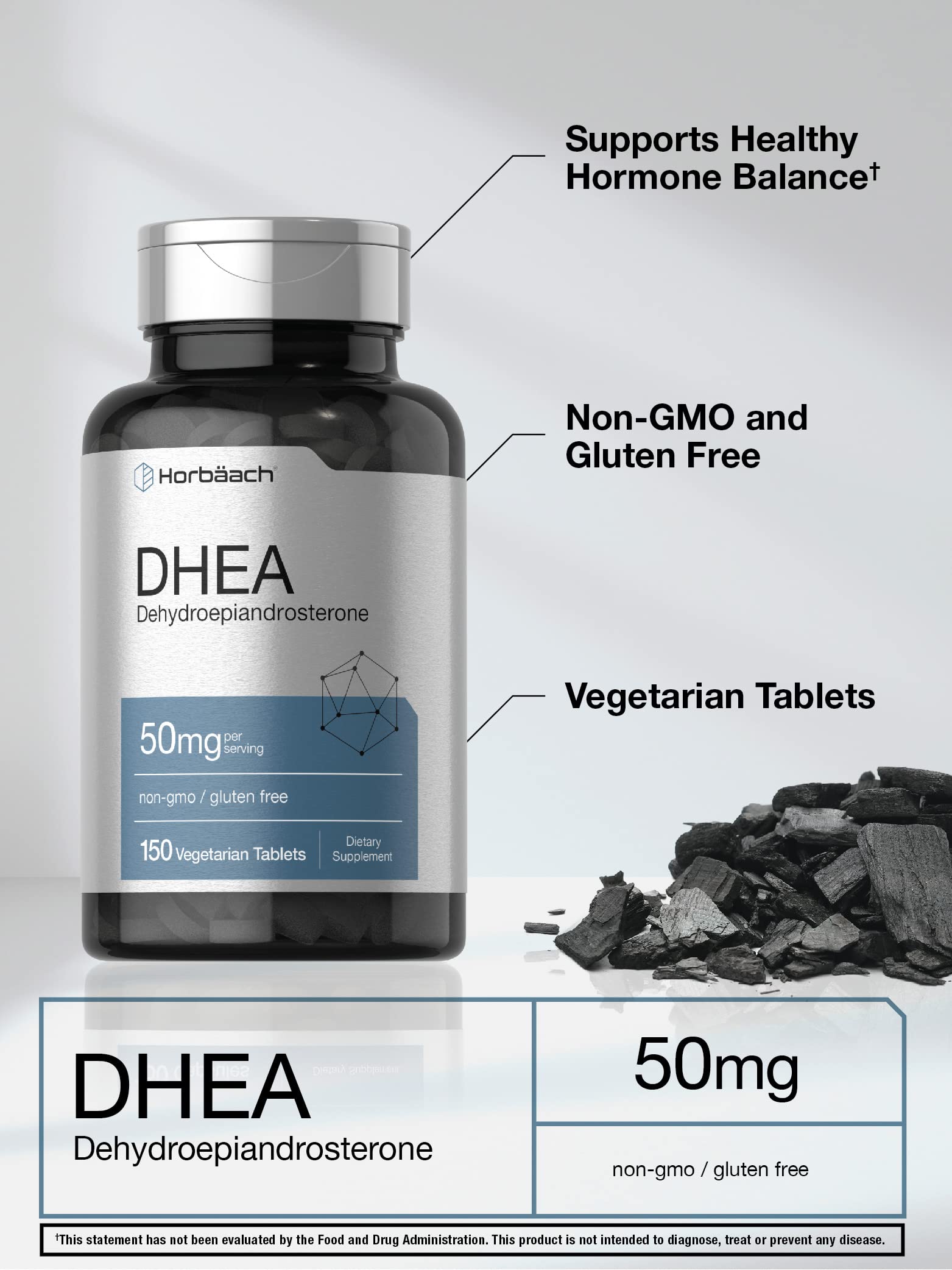 DHEA 50mg 150 Tablets | Non-GMO, Gluten Free Supplement | by Horbaach Horbäach uk supplements