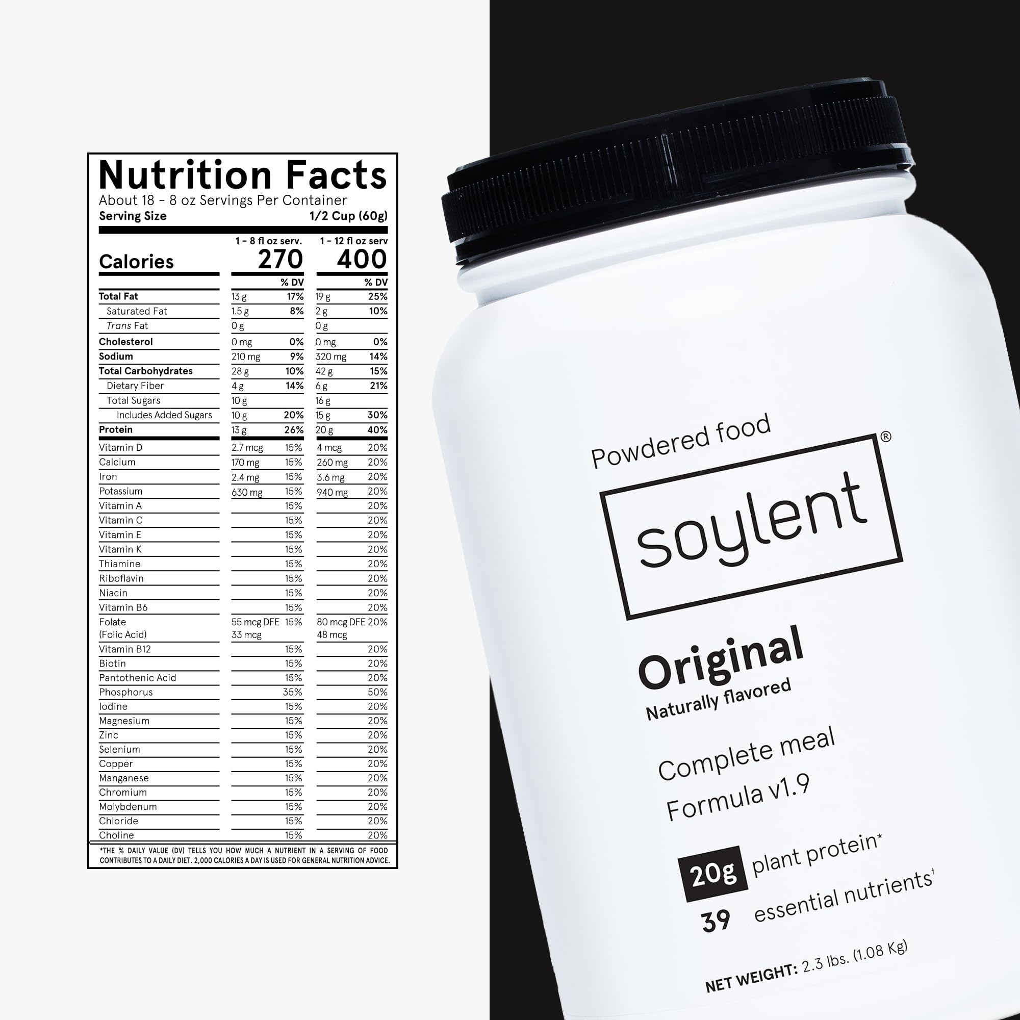 Soylent Complete Nutrition Gluten-Free Vegan Protein Meal Replacement Powder, Original, 36.8 Oz Soylent uk supplements