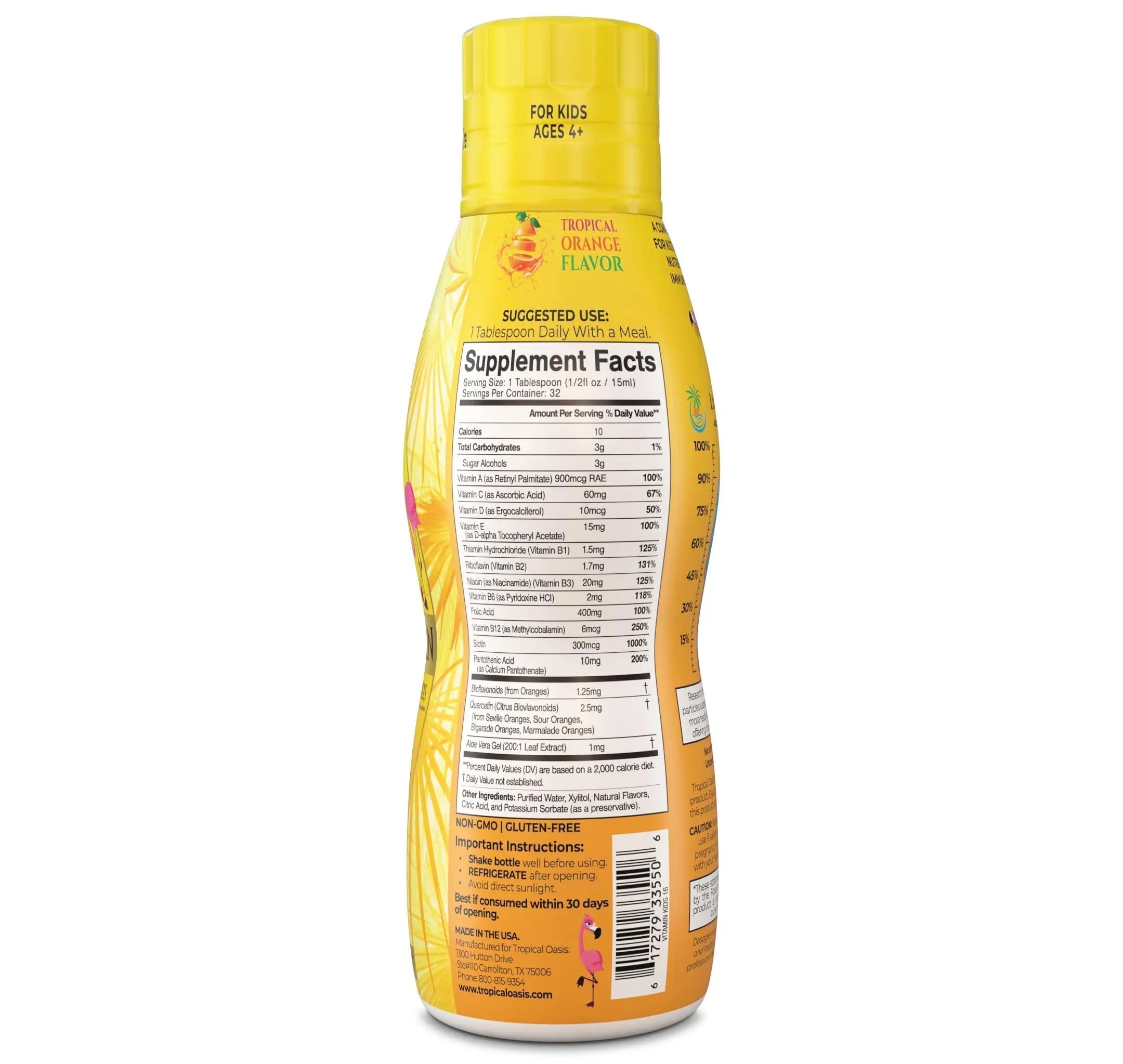Premium Liquid Multivitamin For Kids | Sugar Free Kids Vitamins | 100% DV of 14 Vitamins for Kids | Multivitamin for Children Ages 4+ | Tropical Oasis uk supplements