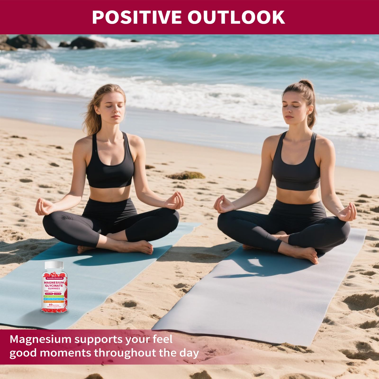Magnesium Glycinate Gummies 1000mg - Sugar Free Magnesium Potassium Supplement for Relaxation, Calm, Stress Relief, and Sleep Support for Adults & Kids - 60 Raspberry Gummies Sevenhills Wholefoods uk supplements
