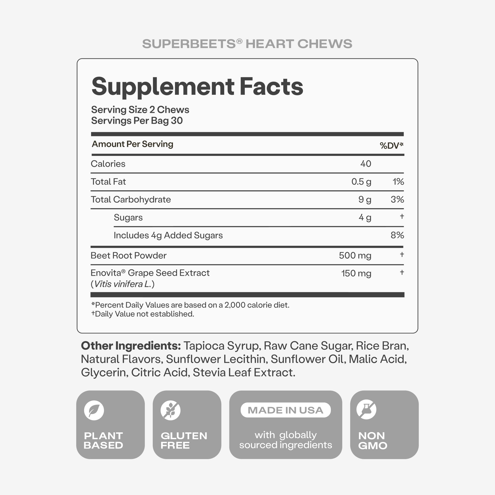 Humann SuperBeets Heart Chews, Beet Root Powder Support Energy Supplement, Nitric Oxide and Blood Pressure Support, Grape Seed Extract & Non-GMO, Heart Health, Pomegranate Berry Flavor, 60 Count Humann uk supplements