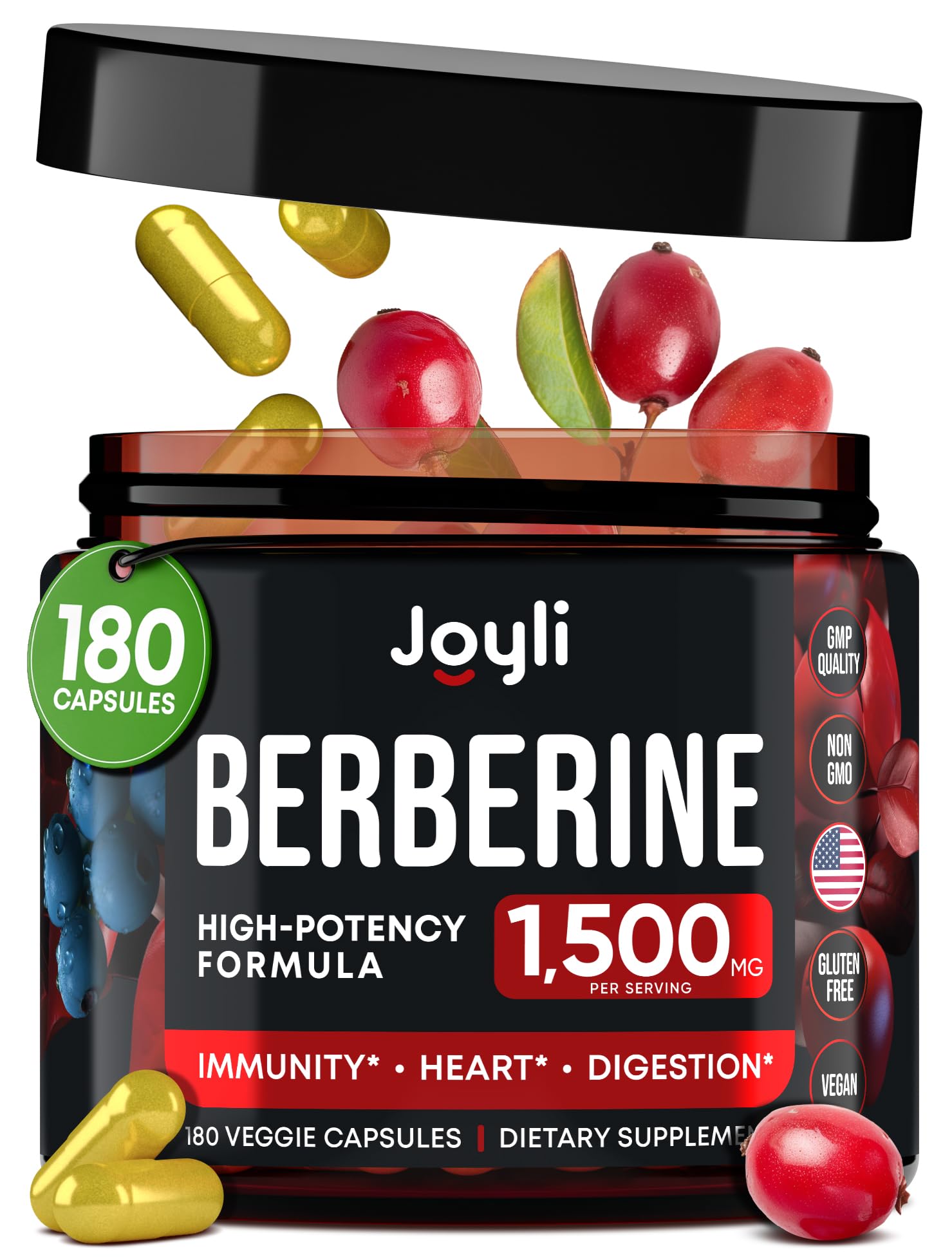 Joyli Berberine 1500MG - 180 Vegan Capsules - Weight Management & Heart Support JOYLI Nutrition uk supplements
