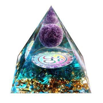 Besorgone Orgonite Pyramid for Positive Energy Amethyst Sphere Chakra Orgone with Blue Quartz Besorgone uk supplements
