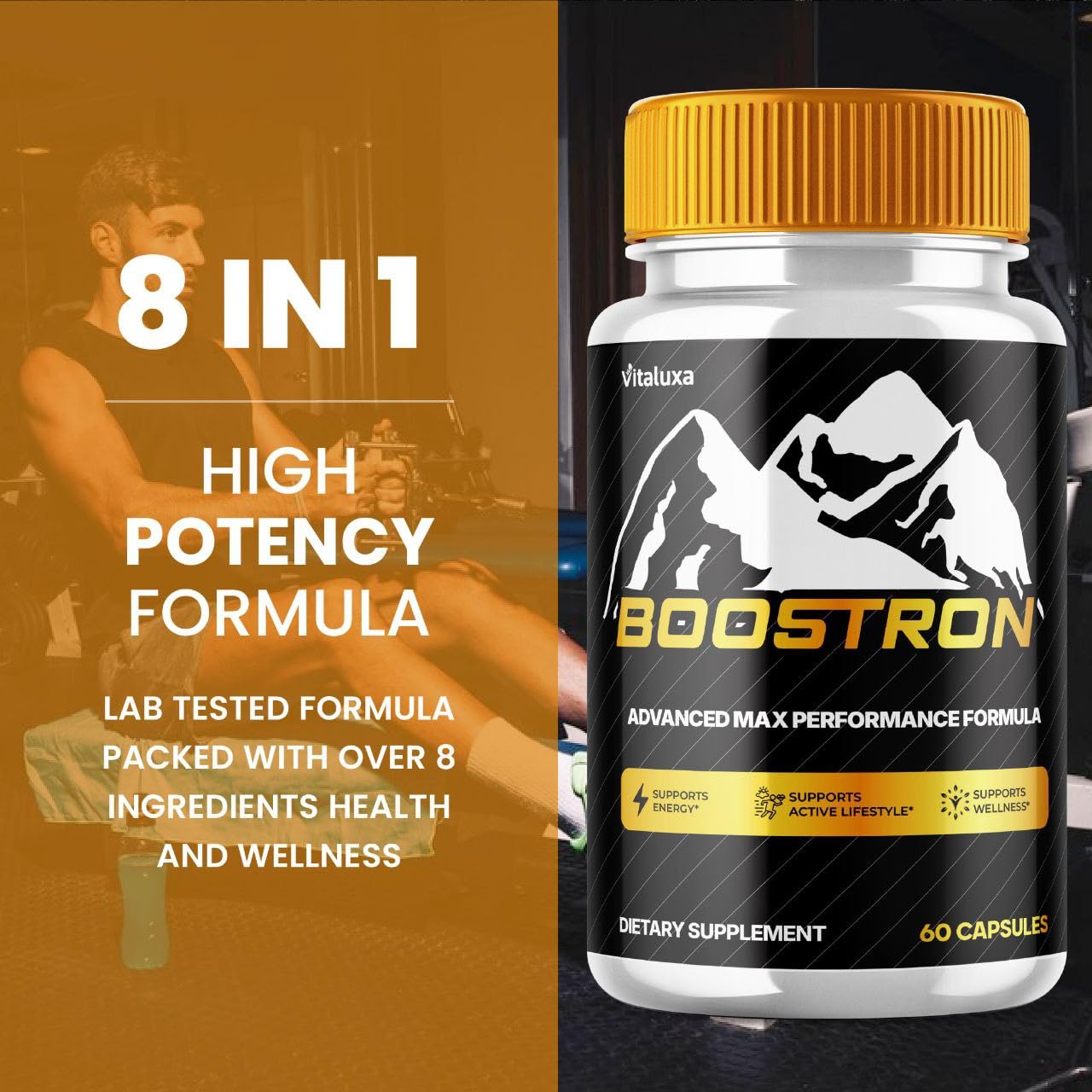 Boostron Capsules, Boostron Supplement Pills - Boostrom Maximum Strength Performance Blend Premium Advanced Formula All Natural Ingredients for Advanced Health Vitamin Support Reviews (60 Capsules) Vitaluxa uk supplements