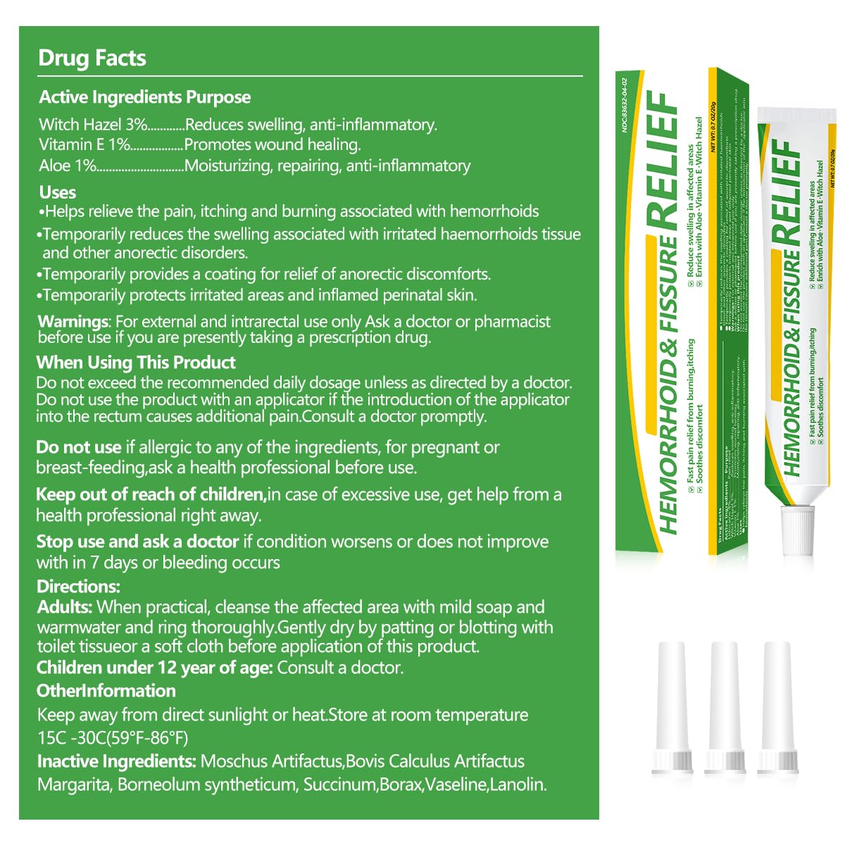 RHAICARE Hemorrhoid and Fissure Treatment Cream,Hemorrhoidal Ointment for Fast Acting Itch, Swelling, and Maximum Strength Pain Relief RHAICARE uk supplements