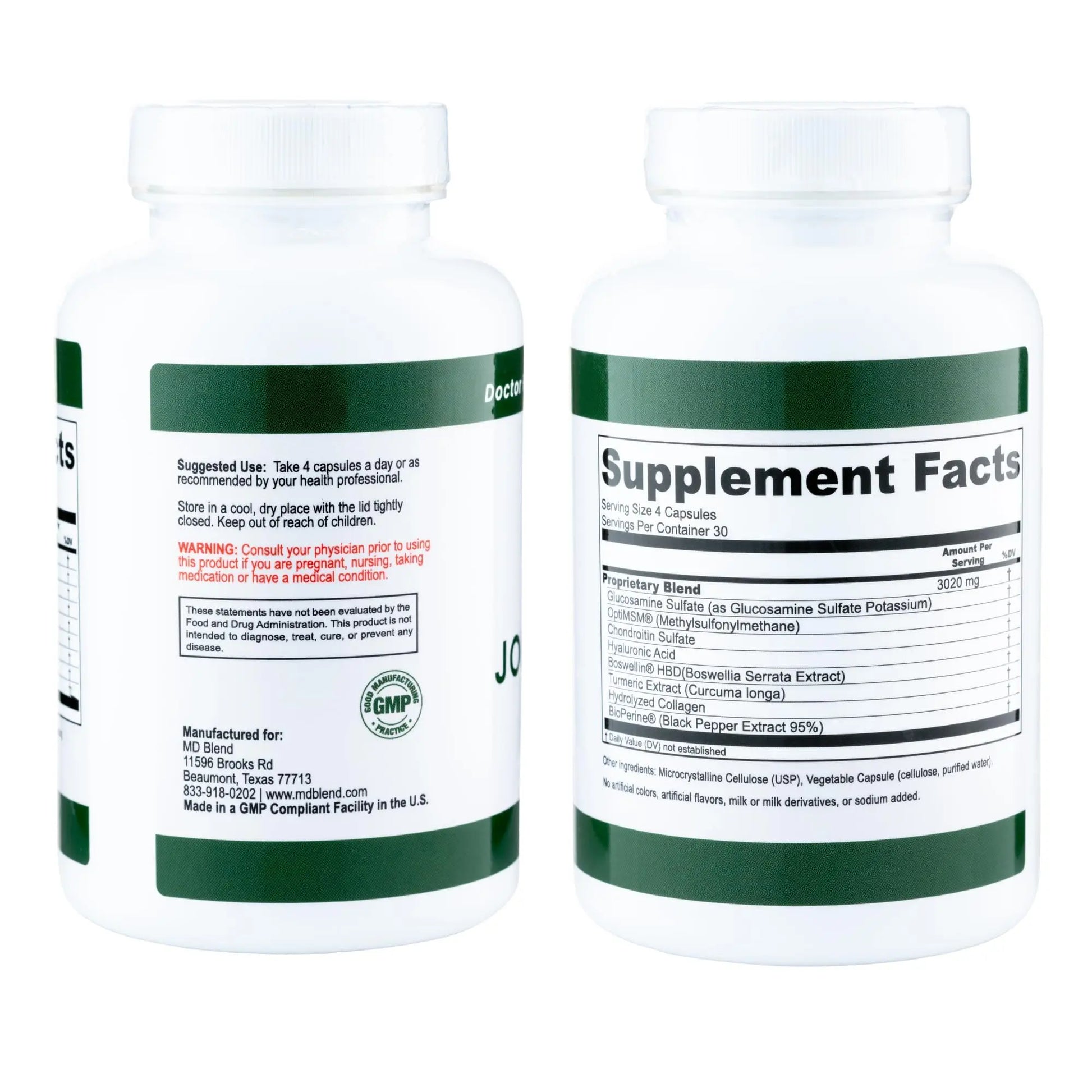M.D. Blend Wellness Bundle with joint health supplement (120 capsules) & lightweight face hydrating hyaluronic acid serum (30 ml) featuring an airless pump, daily wellness skincare + joint support duo M.D. Blend uk supplements