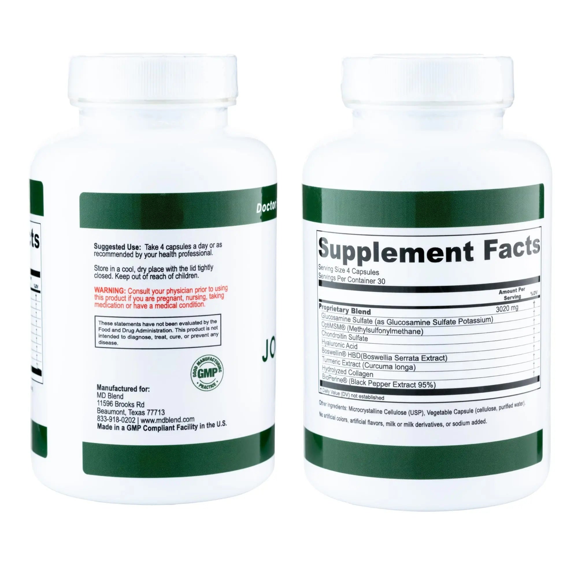 M.D. Blend Wellness Bundle with joint health supplement (120 capsules) & lightweight face hydrating hyaluronic acid serum (30 ml) featuring an airless pump, daily wellness skincare + joint support duo M.D. Blend uk supplements