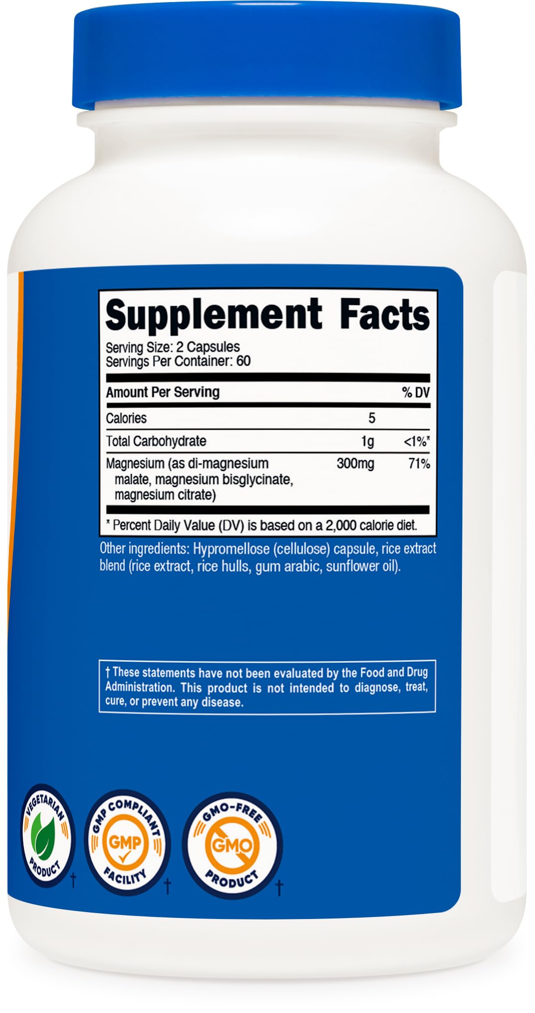 Nutricost Triple Magnesium Complex (300mg, 120 Capsules) - from Di-Magnesium Malate, Bisglycinate and Citrate, 60 Servings Nutricost uk supplements