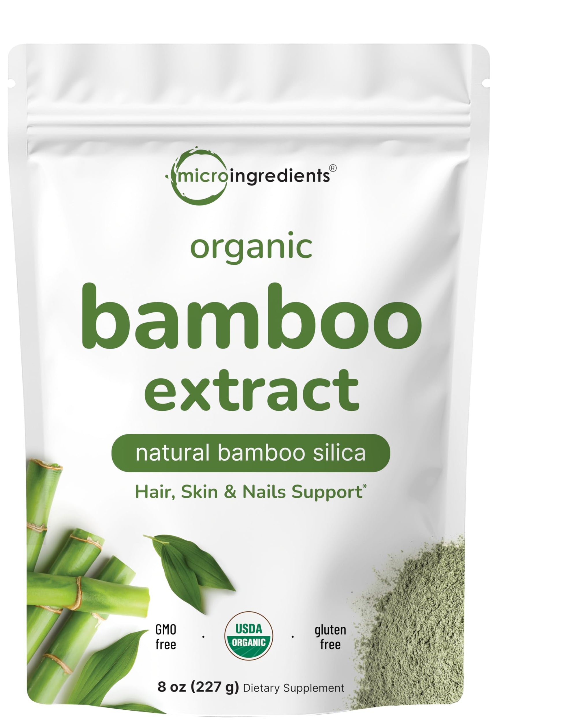 Micro Ingredients Organic Bamboo Extract Powder, 8oz (378 Servings) | Bamboo Plant Silica & Mineral Supplements | Natural Stem & Leaf Extract | Non-GMO, Gluten Free, Vegan Friendly Micro Ingredients uk supplements