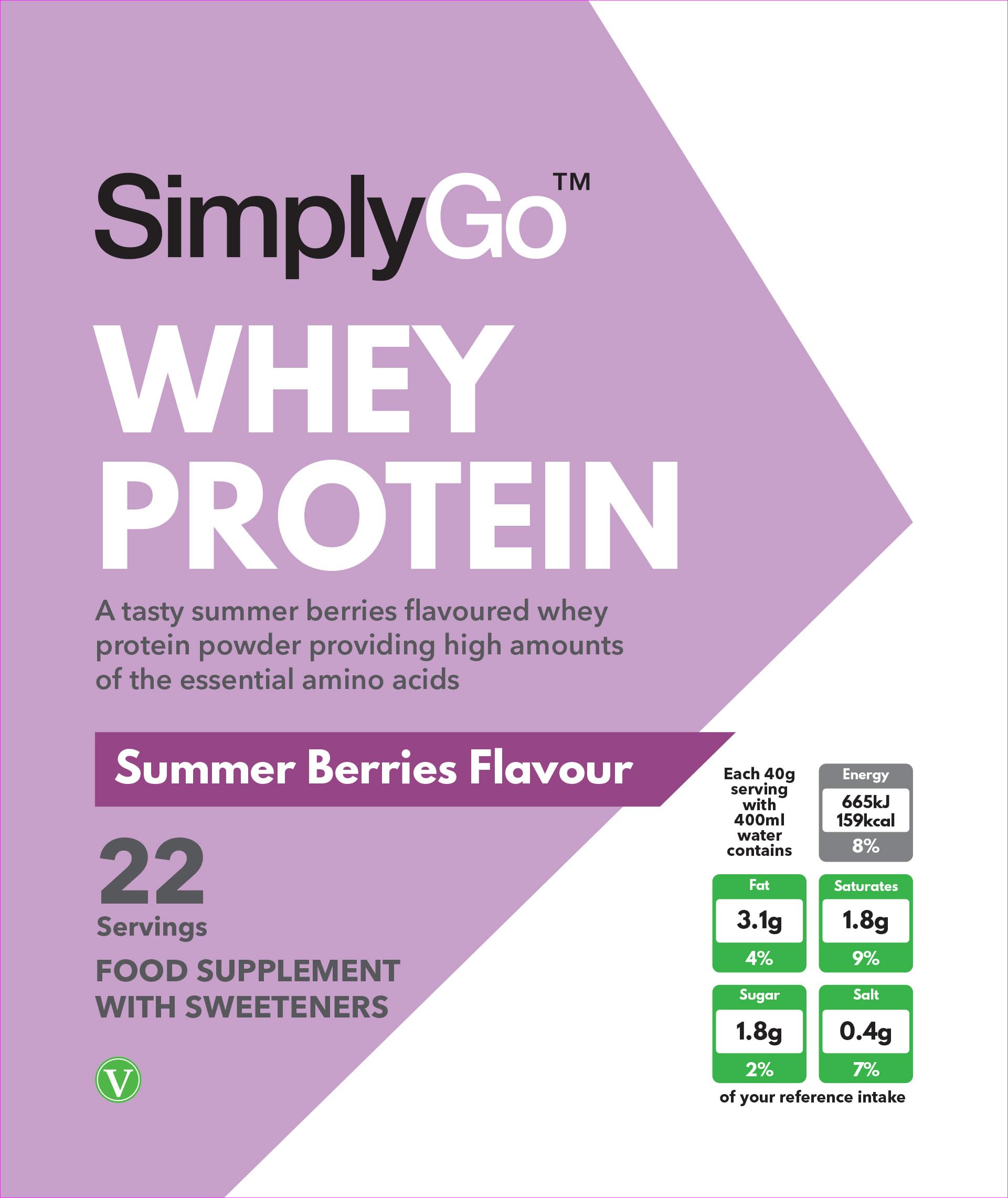 SimplyGo Whey Protein Powder | 900g | Simply Add 30g to Water, Juice or Shakes Simply Supplements uk supplements