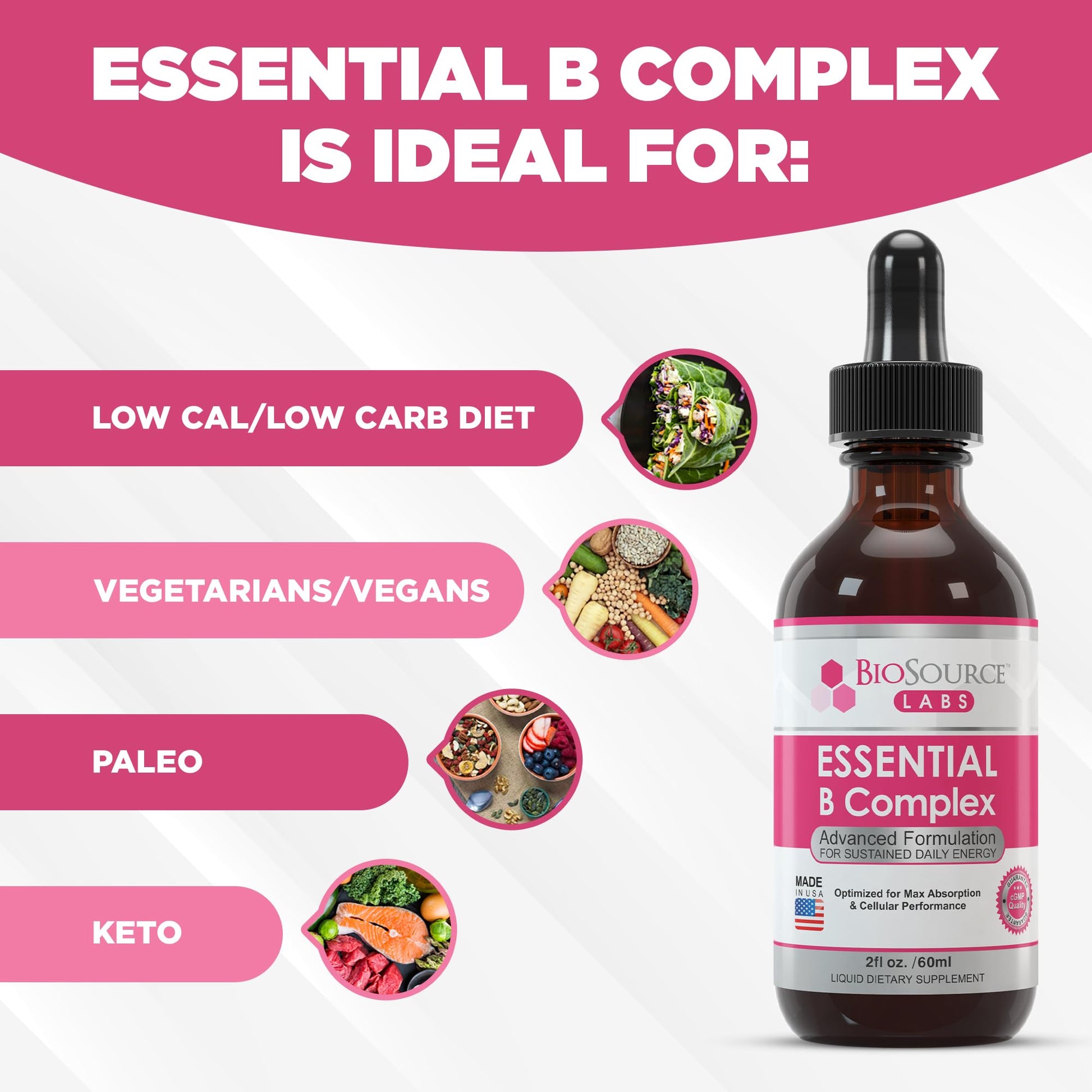 BioSource Labs Essential B Complex - Daily Vegan Vitamin B-Complex Sublingual Liquid BioSource Labs uk supplements