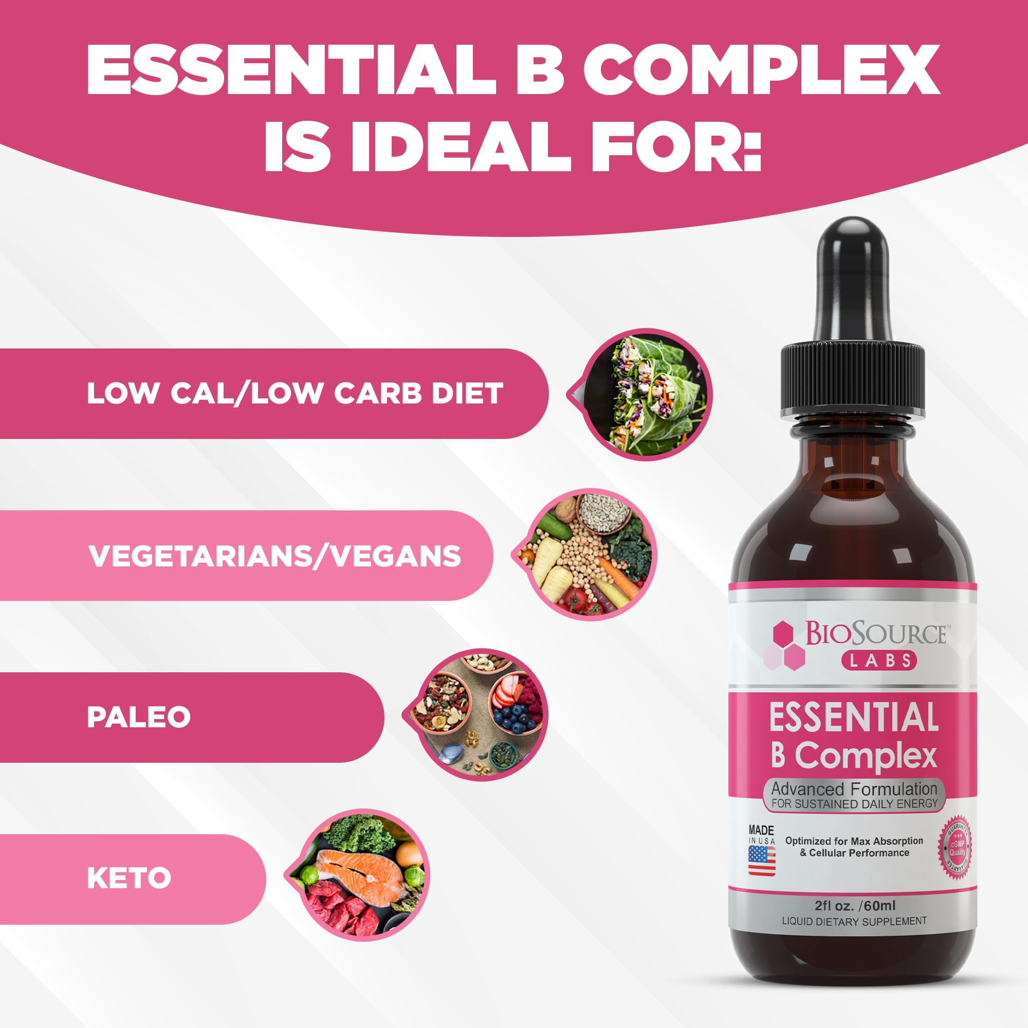 BioSource Labs Essential B Complex - Daily Vegan Vitamin B-Complex Sublingual Liquid BioSource Labs uk supplements