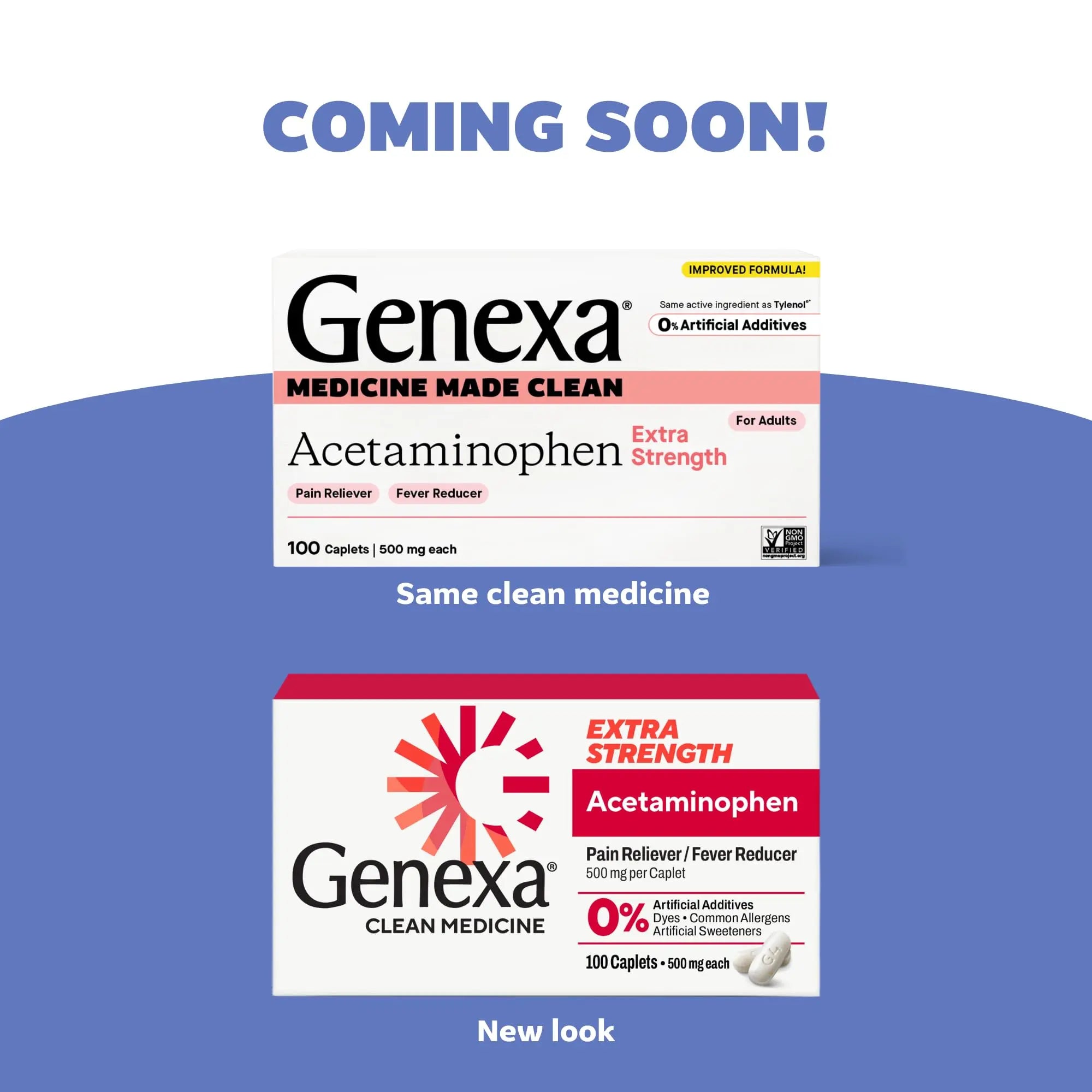 Genexa Clean Acetaminophen 500mg Extra Strength, Dye Free Pain Reliever Fever Reducer, 0% Artificial Additives, Pain Medicine for Adults, Relieves Headache, Backache, Minor Arthritis Pain, 100 Tablets Genexa uk supplements