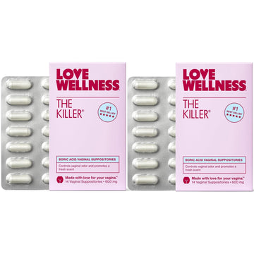 Love Wellness The Killer | 600mg Boric Acid Vaginal Suppositories | Balances pH & Supports Odor Control, a Healthy Vaginal Balance | Fast-Acting & Fragrance-Free | Gentle & Effective | 28 Ct Love Wellness uk supplements