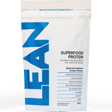 LEAN with Lilly Superfood Protein Vegan Protein Plant Based Protein Cookies and Cream Flavour 500g Lean With Lilly uk supplements