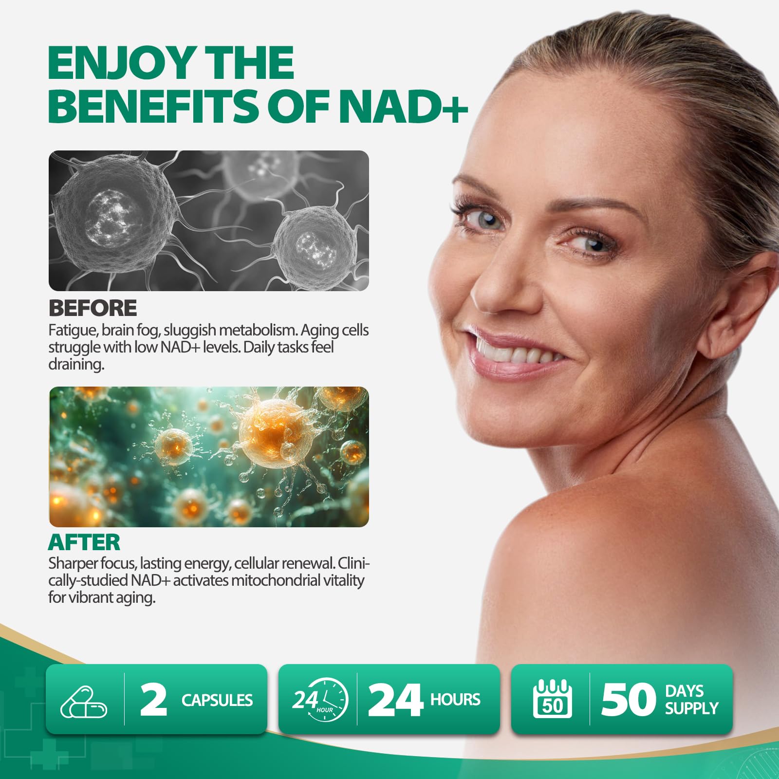 BURMINY NAD Supplement, NAD Nicotinamide Riboside Resveratrol 900mg, Liposomal NAD Supplements for Women & Man, High Purity NMNH Supplement Alternative for Anti-Aging, Energy, Focus - 2Pcs BURMINY uk supplements