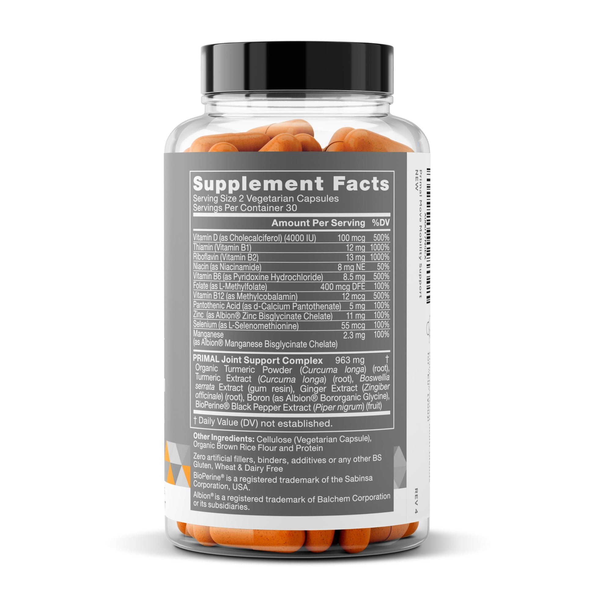 Primal Joint & Mobility Support - Advanced Joint Support Supplement for Women and Men - Turmeric, Boswellia, Ginger and Boron for Whole-Body Flexibility, Joint Health & Comfort - 60 Veg Soft Capsules Eu Natural uk supplements