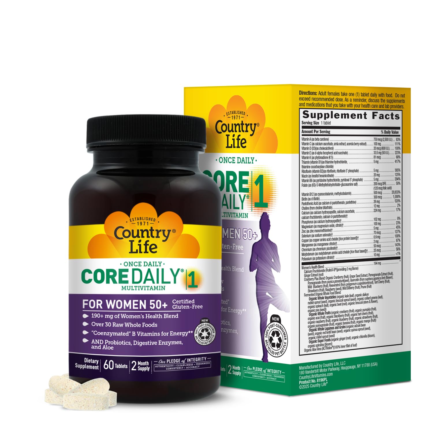 Country Life CORE Daily-1 for Women 50+ Multivitamin - Formulated for Women Over 50, Complete Daily Nutrition with Women's Health Blend, Coenzymated B Vitamins, Probiotics, and Digestive Enzymes Country Life uk supplements