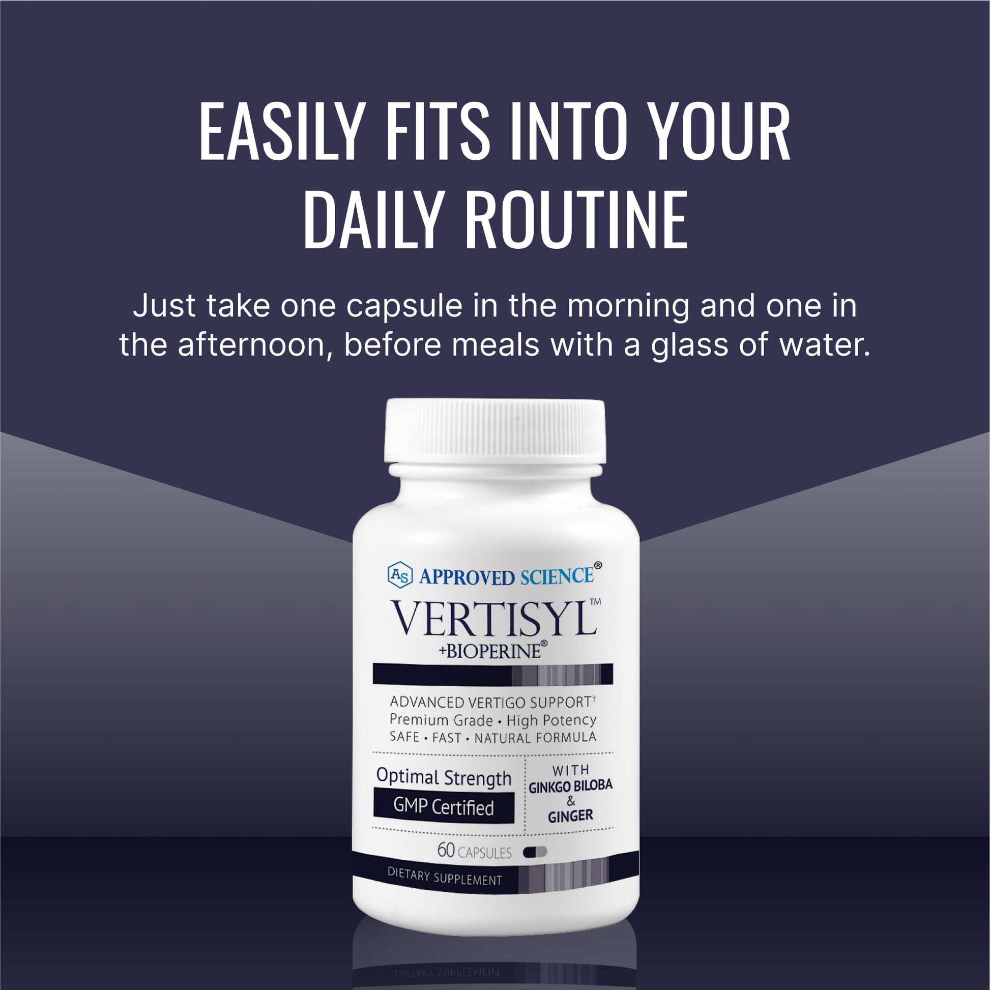 Approved Science VertiSyl - Ginkgo Biloba, Ginger, Vitamin D3, BioPerine - 60 Capsules - 1 Month Supply Approved Science uk supplements