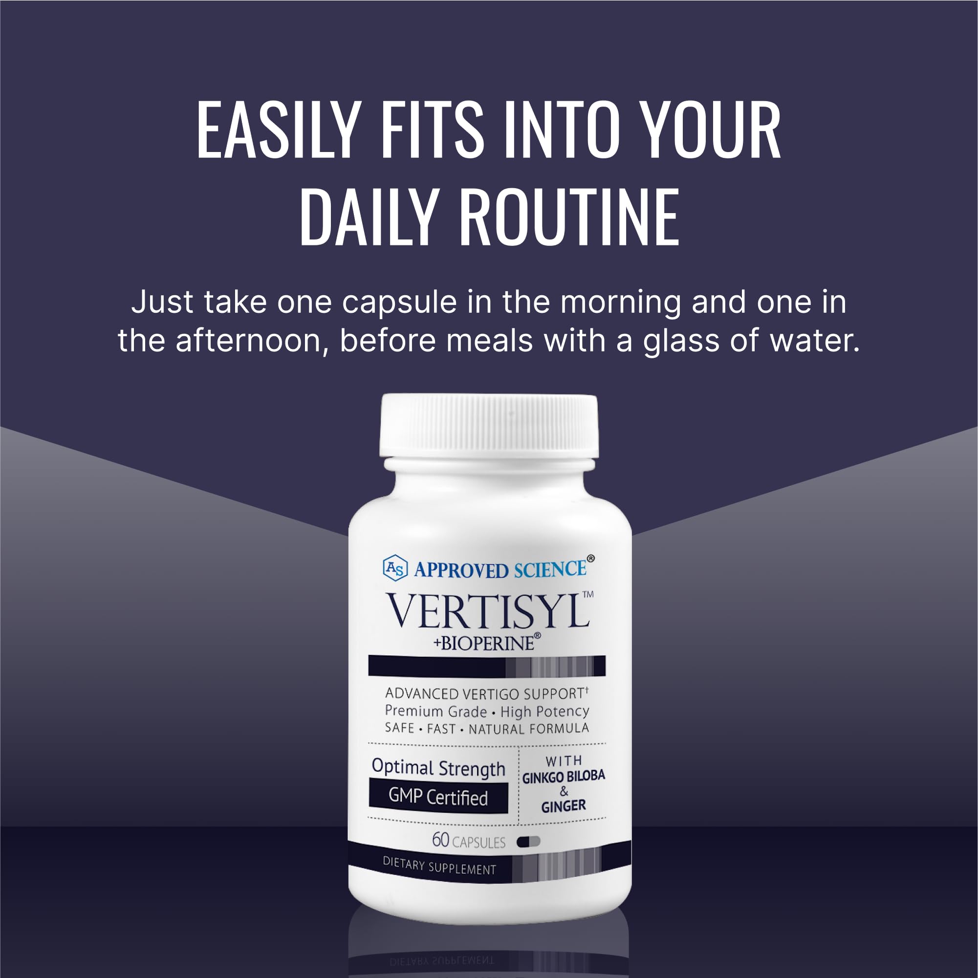 Approved Science VertiSyl - Ginkgo Biloba, Ginger, Vitamin D3, BioPerine - 60 Capsules - 1 Month Supply Approved Science uk supplements