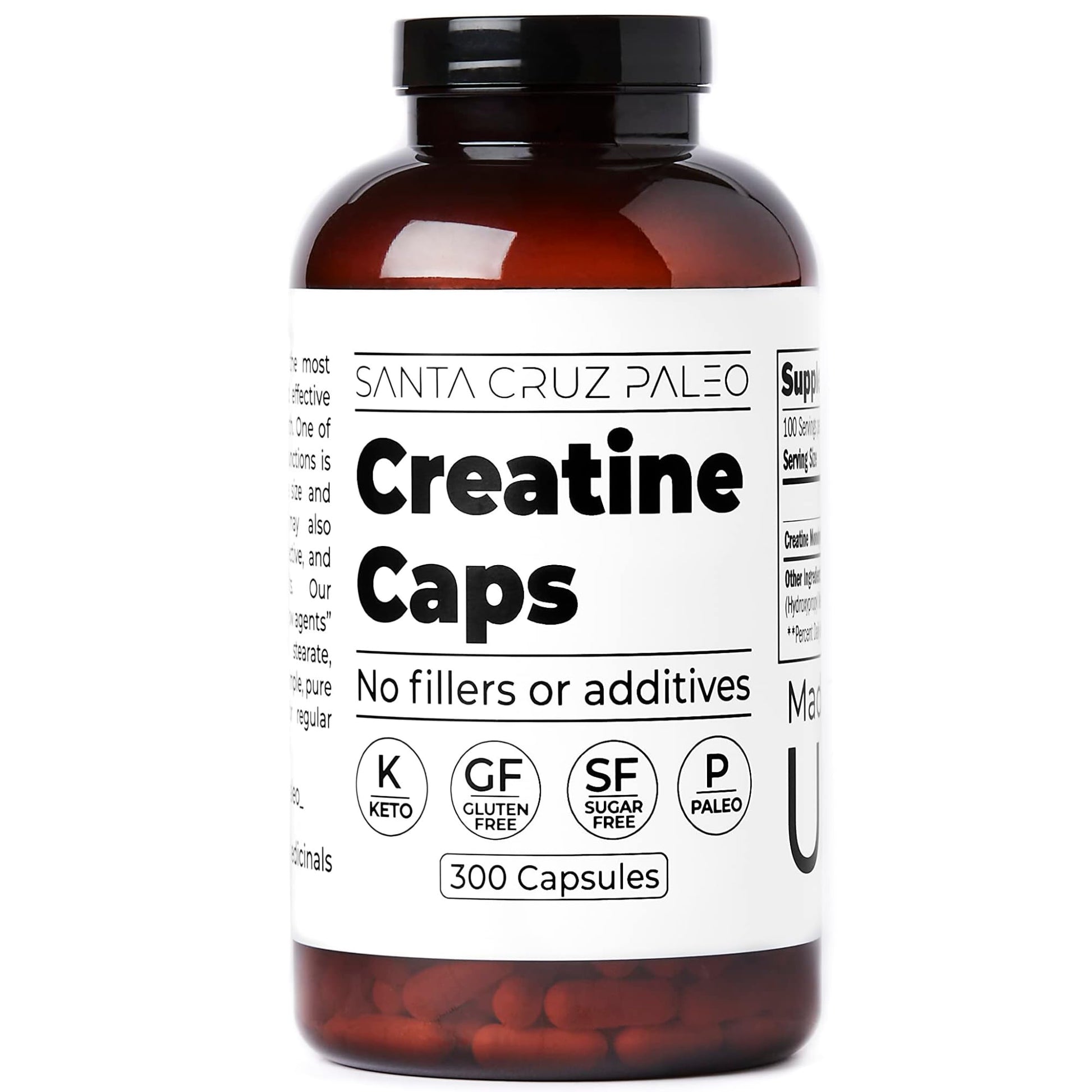 Santa Cruz Paleo Creatine Capsules, Supports Muscle Growth & Energy, Gluten Free, Keto, Sugar Free, Paleo, No Fillers or Additives, Creatine Monohydrate Pills, Santa Cruz Paleo uk supplements