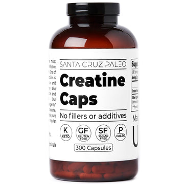 Santa Cruz Paleo Creatine Capsules, Supports Muscle Growth & Energy, Gluten Free, Keto, Sugar Free, Paleo, No Fillers or Additives, Creatine Monohydrate Pills, Santa Cruz Paleo uk supplements