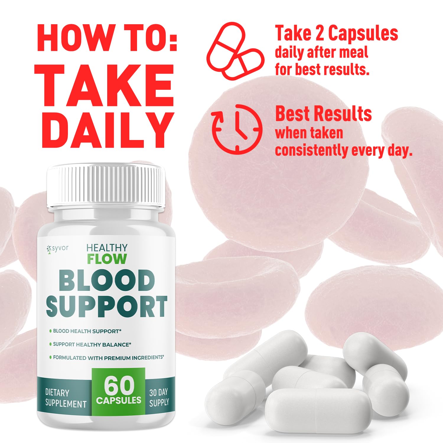 (2 Pack) Healthy Flow Blood Support Capsules, Official Healthy Flow Blood Support Pills with All Natural Ingredients, Advanced Formula Supplement with Premium Vitamins for Men & Women (120 Capsules) Syvor uk supplements
