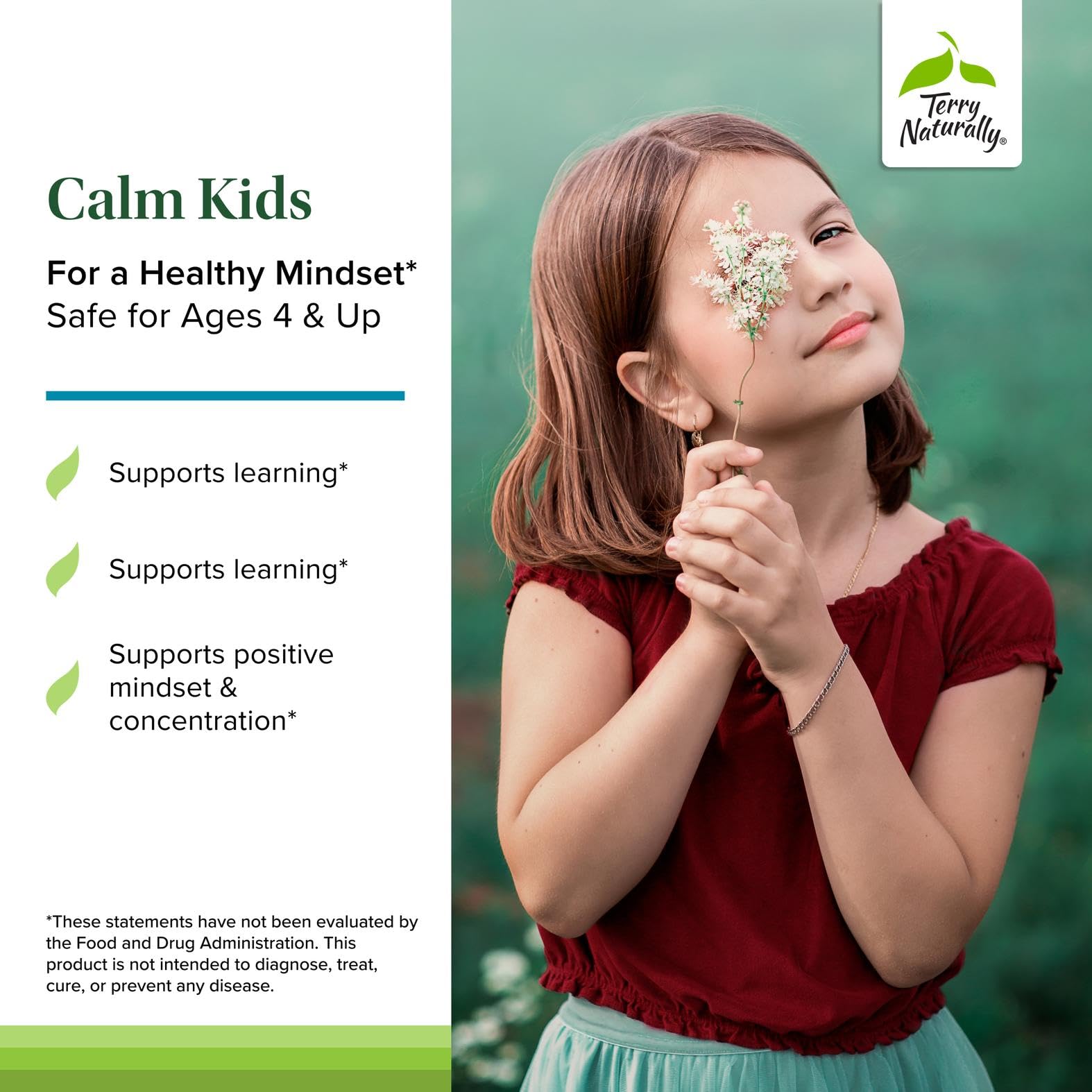 Terry Naturally Calm Kids - Calm Child Supplement - Brain Health for Focus, Memory & Concentration - Attention Supplement for Kids - Support Learning & Concentration - 60 Capsules Terry Naturally uk supplements