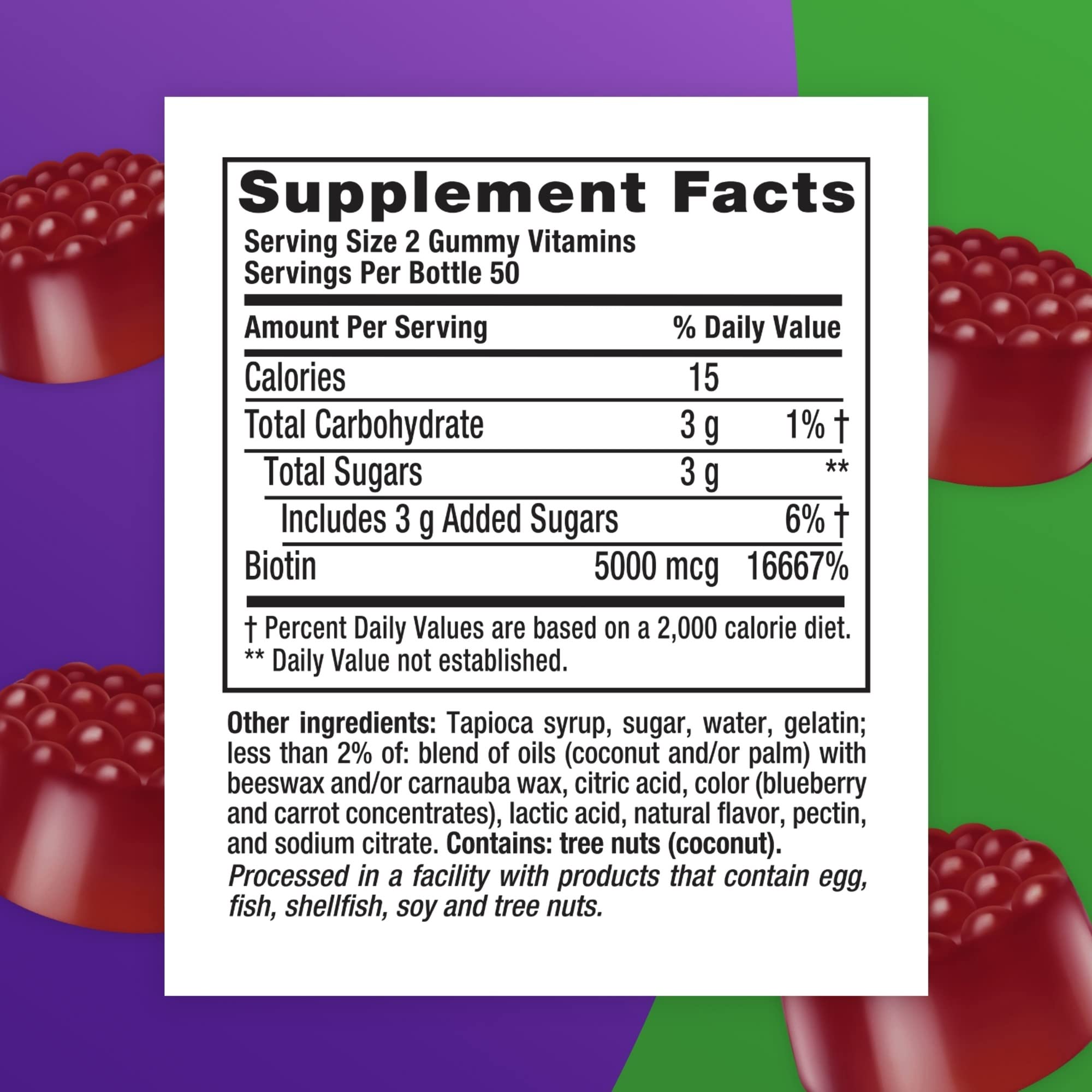 vitafusion Extra Strength Biotin Gummy Vitamins, Berry Flavored, 5,000 mcg Biotin Vitamins Vitafusion uk supplements