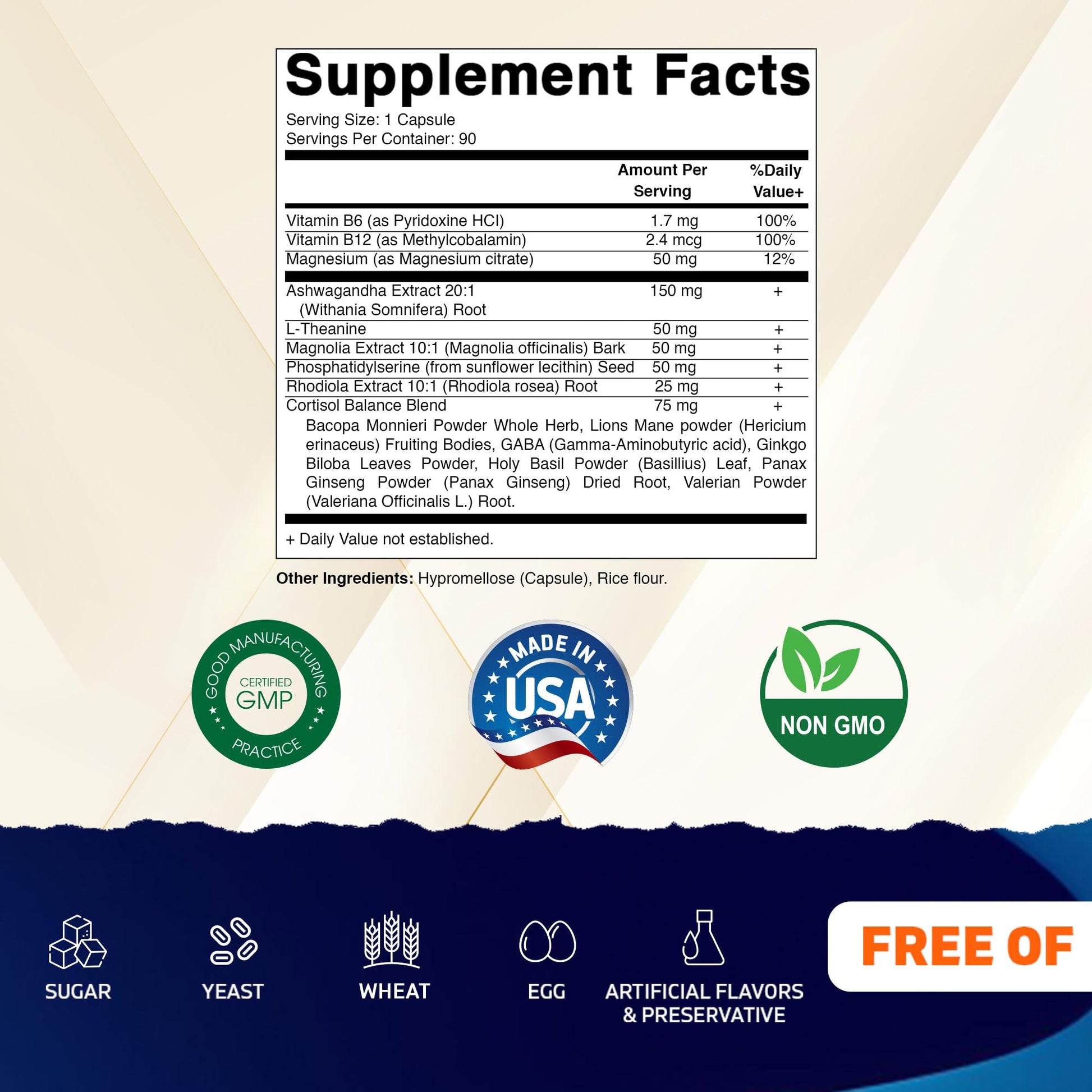 Vitamatic Cortisol Health Support - 90 Veggie Capsules - Made with Adaptogenic Blend with Ashwagandha, Rhodiola, Magnolia, L-Theanine, Phosphatidylserine Vitamatic uk supplements