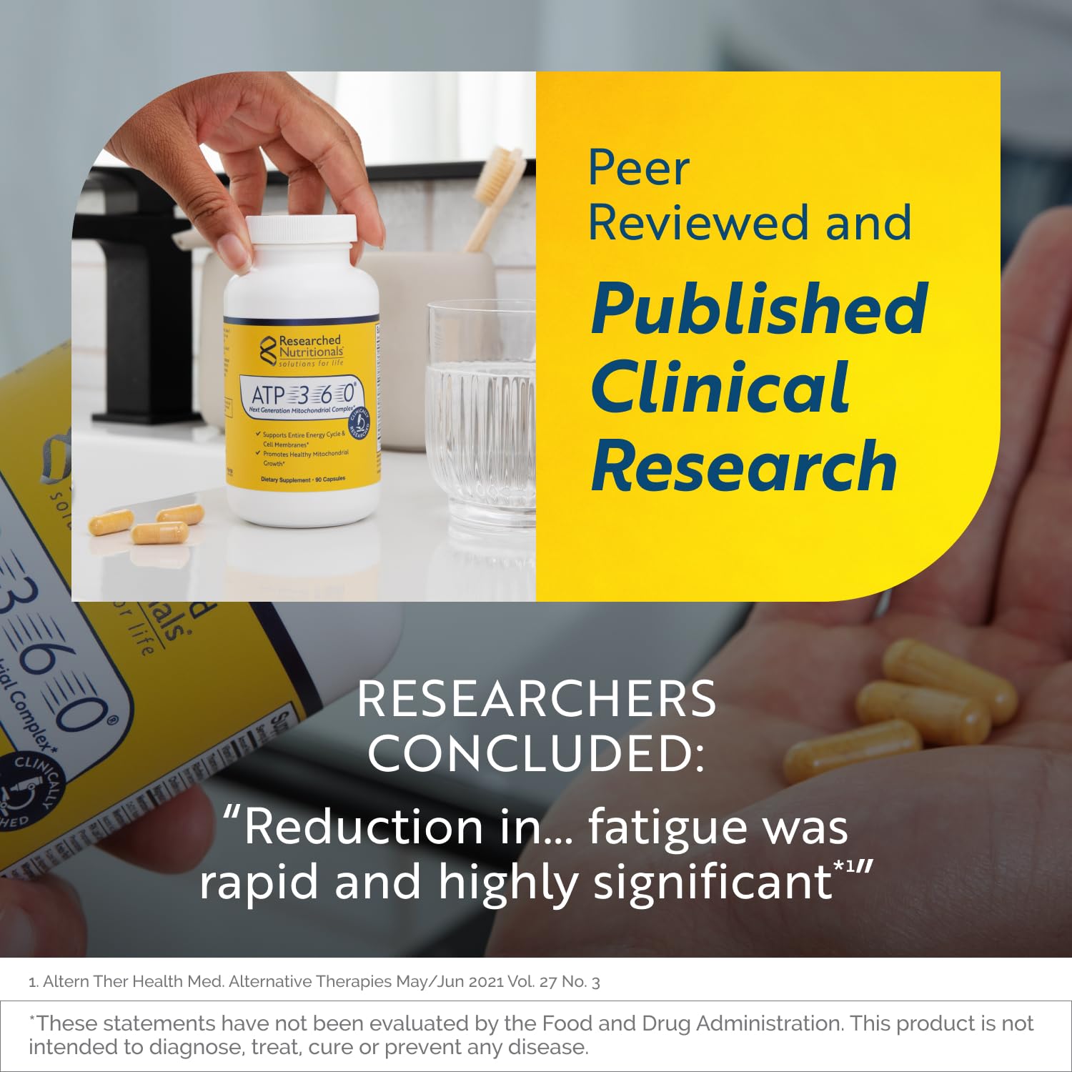 Researched Nutritionals ATP 360 - Mitochondrial Supplements to Support Entire Energy Cycle & Cell Membranes - Clinically Researched ATP Supplements, High Dose CoQ10, R-Lipoic Acid & PQQ, 90 Capsules Researched Nutritionals uk supplements