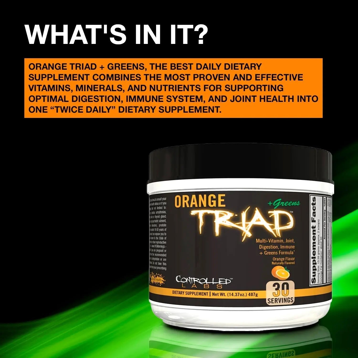 CONTROLLED LABS Orange Triad Plus Greens for Men and Women, 30 Servings Iron Free Sports Supplement for Overall Health CONTROLLED LABS uk supplements