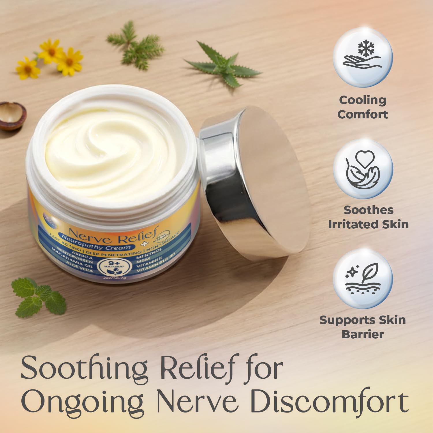 PURPLE CANYON Nerve Pain Relief Cream for Neuropathy – for Feet & Legs | MSM, Arnica, Alpha Lipoic Acid | Fast-Absorbing, Non-Greasy Formula | 2 oz PURPLE CANYON uk supplements