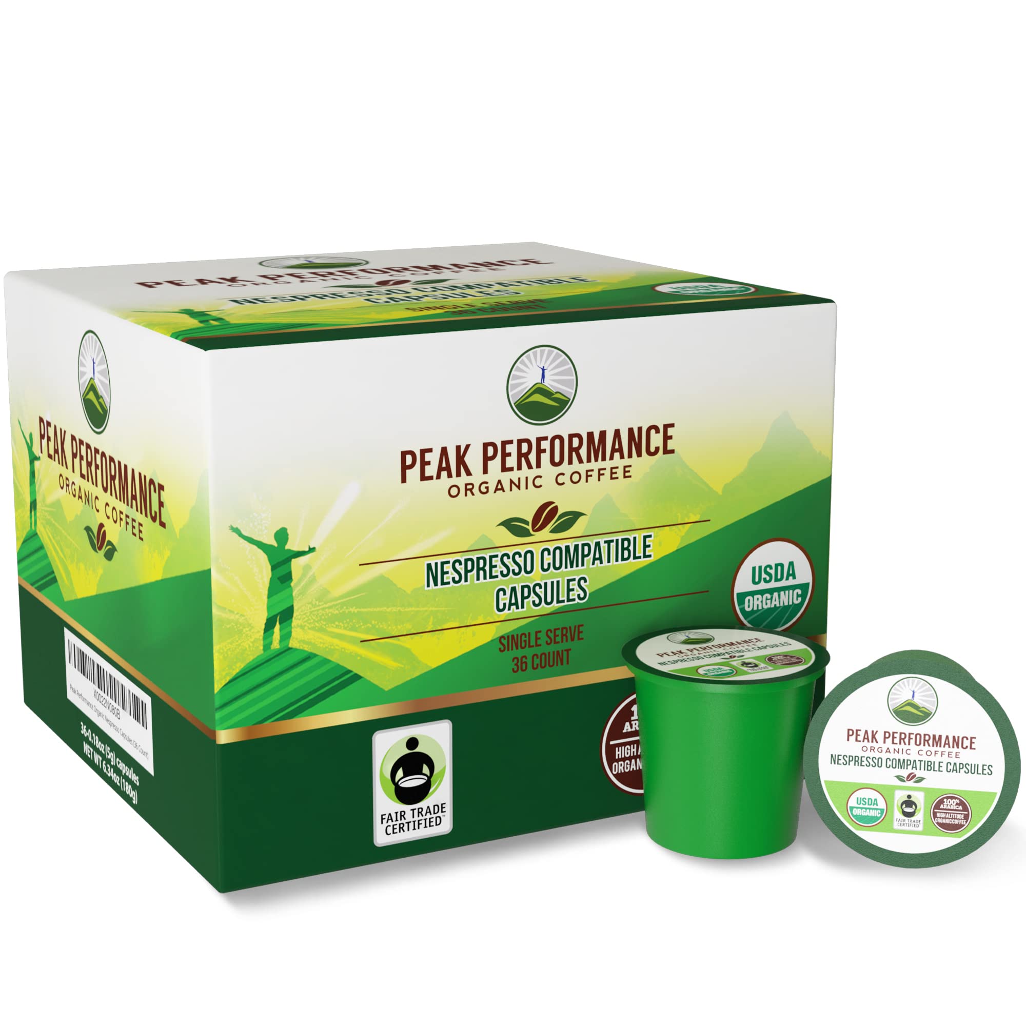 Peak Performance Organic Capsules for Nespresso Machines - Fair Trade, Low Acid, Organic Espresso Coffee Pods (36 Count) Compatible with All Nespresso Capsule Brewers - Medium Roast Single Serve Pod Peak Performance uk supplements