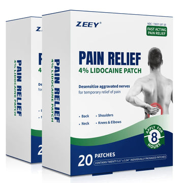 ZEEY 4% Lidocaine Pain Relief Patches, Maximum Strength OTC, for Back, Knee, Neck, Shoulders, Joints, Muscle Soreness, Fast Acting, Topical Anesthetic, Large Gel Patch, 5.5" x 3.94", 40Ct ZEEY uk supplements