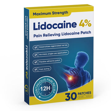 Teemofe 4% Lidocaine Pain Relief Patches – Maximum OTC Strength, Fast-Acting Targeted Relief, 30 Count, for Muscle & Joint Discomfort - 589 Teemofe uk supplements