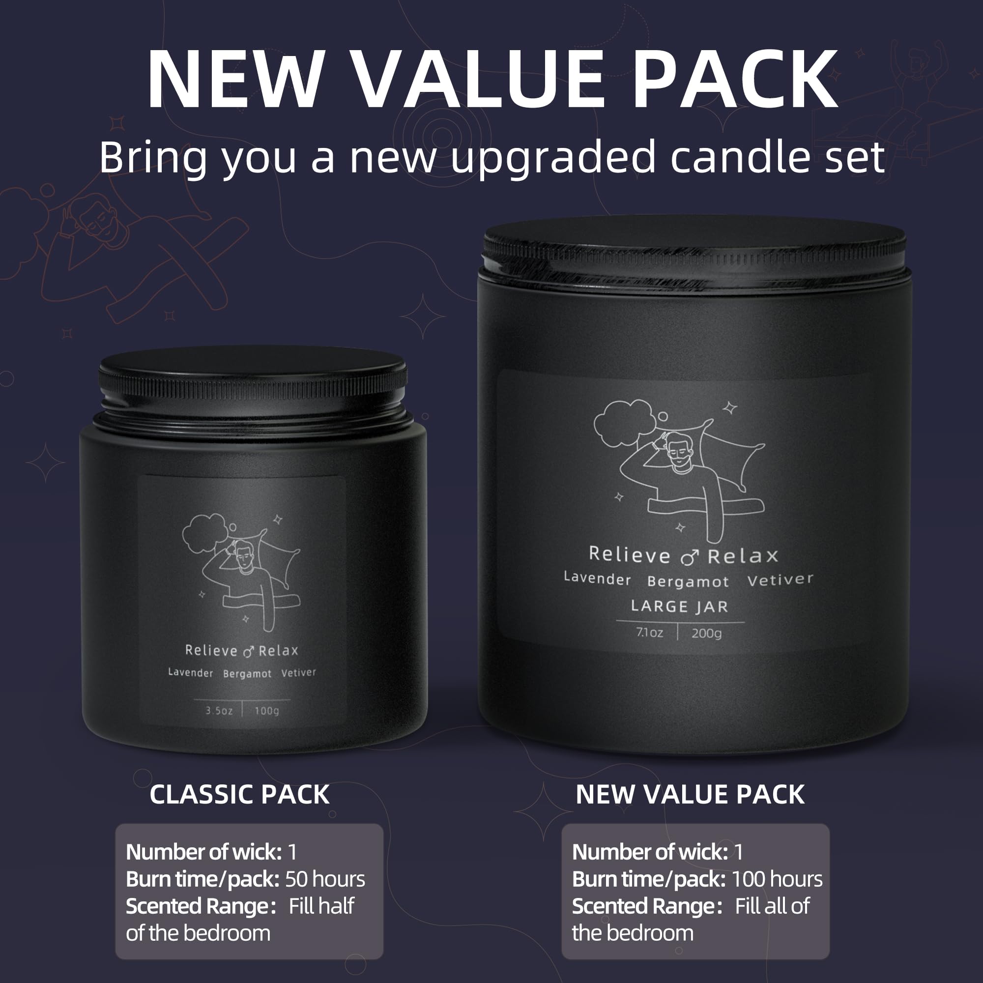 TRINIDa Large Sleep Scented Candles, Black Jar Natural Soy Candles for Home Scented, Candle Gift TRINIDa uk supplements