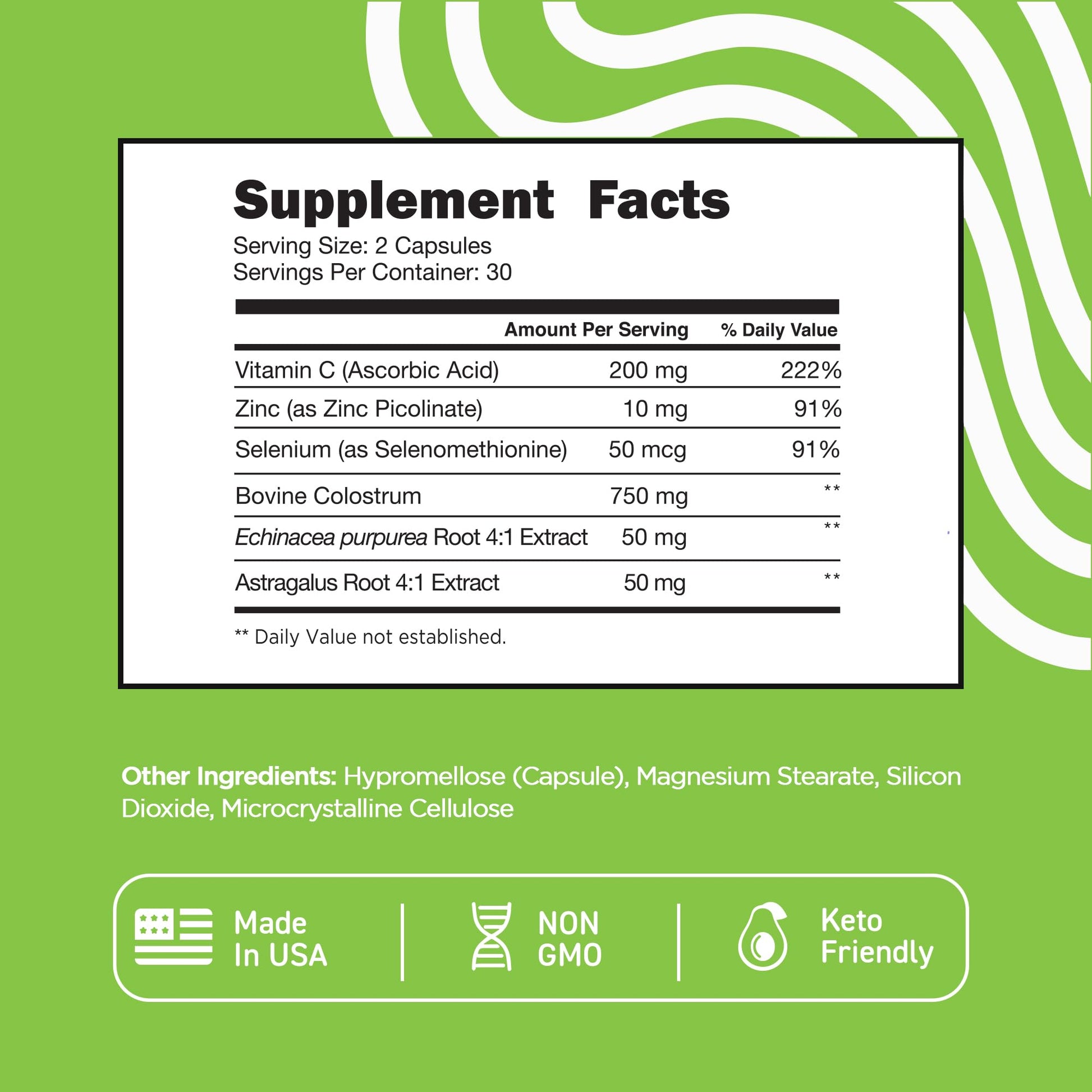 Vital Vitamins Colostrum Supplement - Vitamin C, Zinc, & Selenium - from First Milking - Standardized to Contain 10% IgG Immunoglobulins - Grass-Fed American Cows - 60 Capsules Vital Vitamins uk supplements