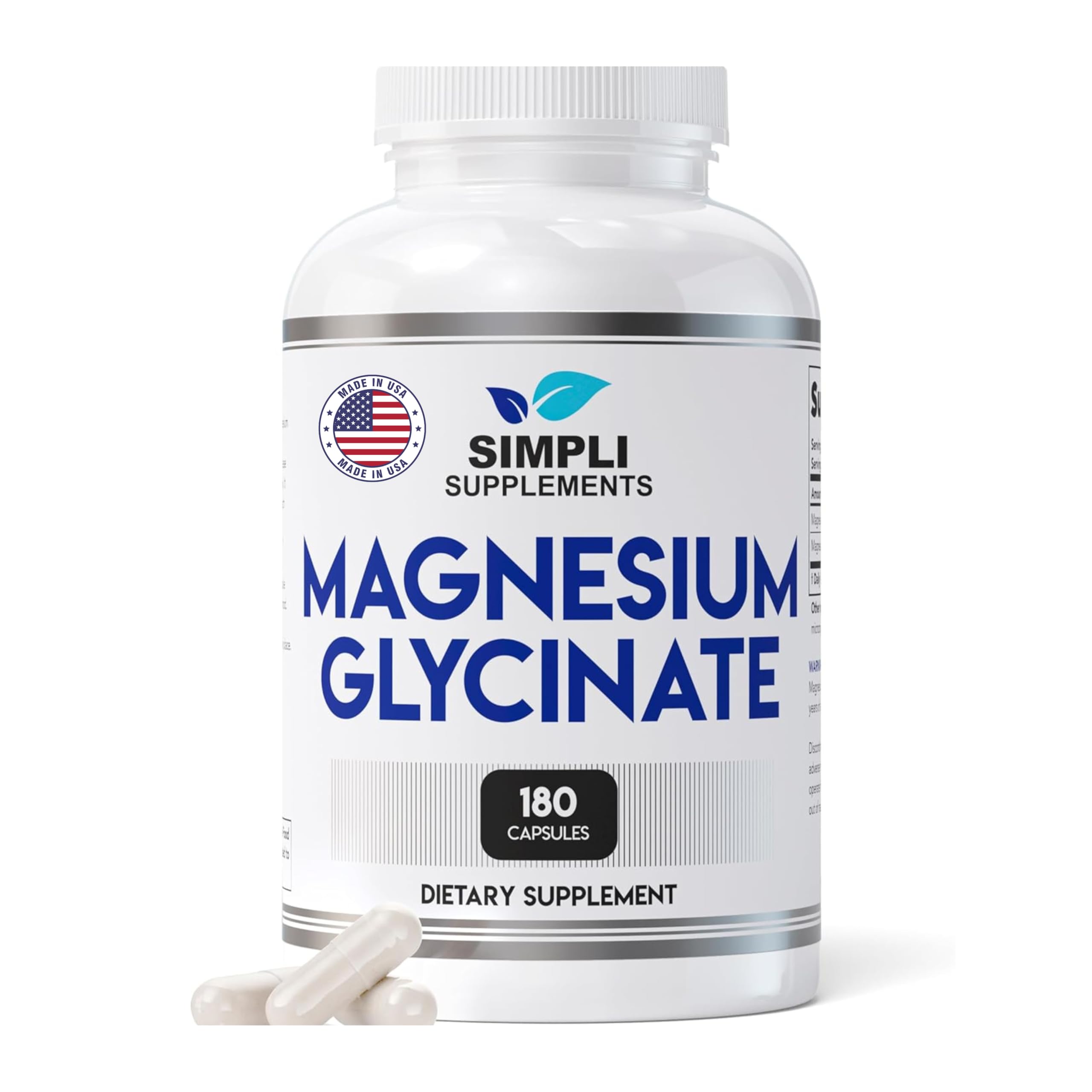 Magnesium Glycinate 400mg per Serving – High Absorption – Gentle on Stomach – Supports Sleep, Relaxation, Muscle, Bone & Immune Health – Non-GMO, Vegan, 180 Capsules Simpli Supplements uk supplements