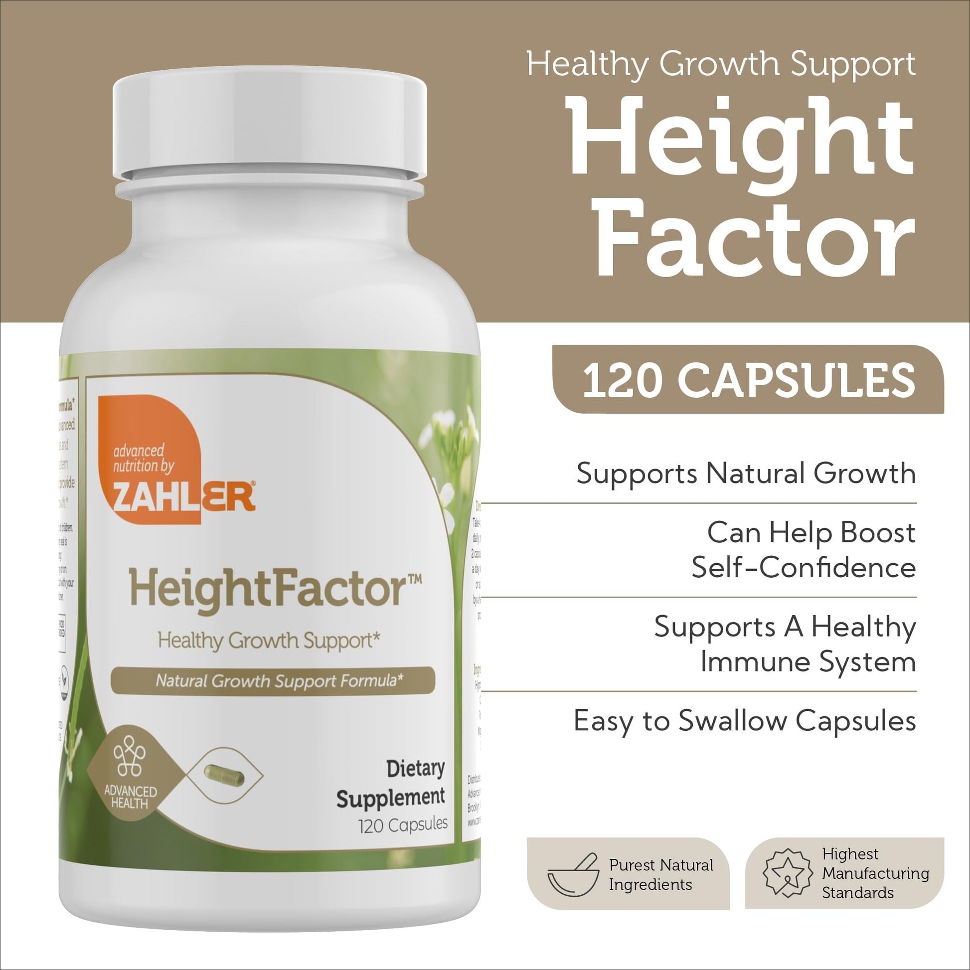 Zahler - Height Factor Healthy Growth Support Vitamin & Mineral Capsules (120 Count) - Kosher Height & Growth Supplement for Kids, Teens & Young Adults - Grow Taller Growth Hormone Support Nutrients Zahler uk supplements