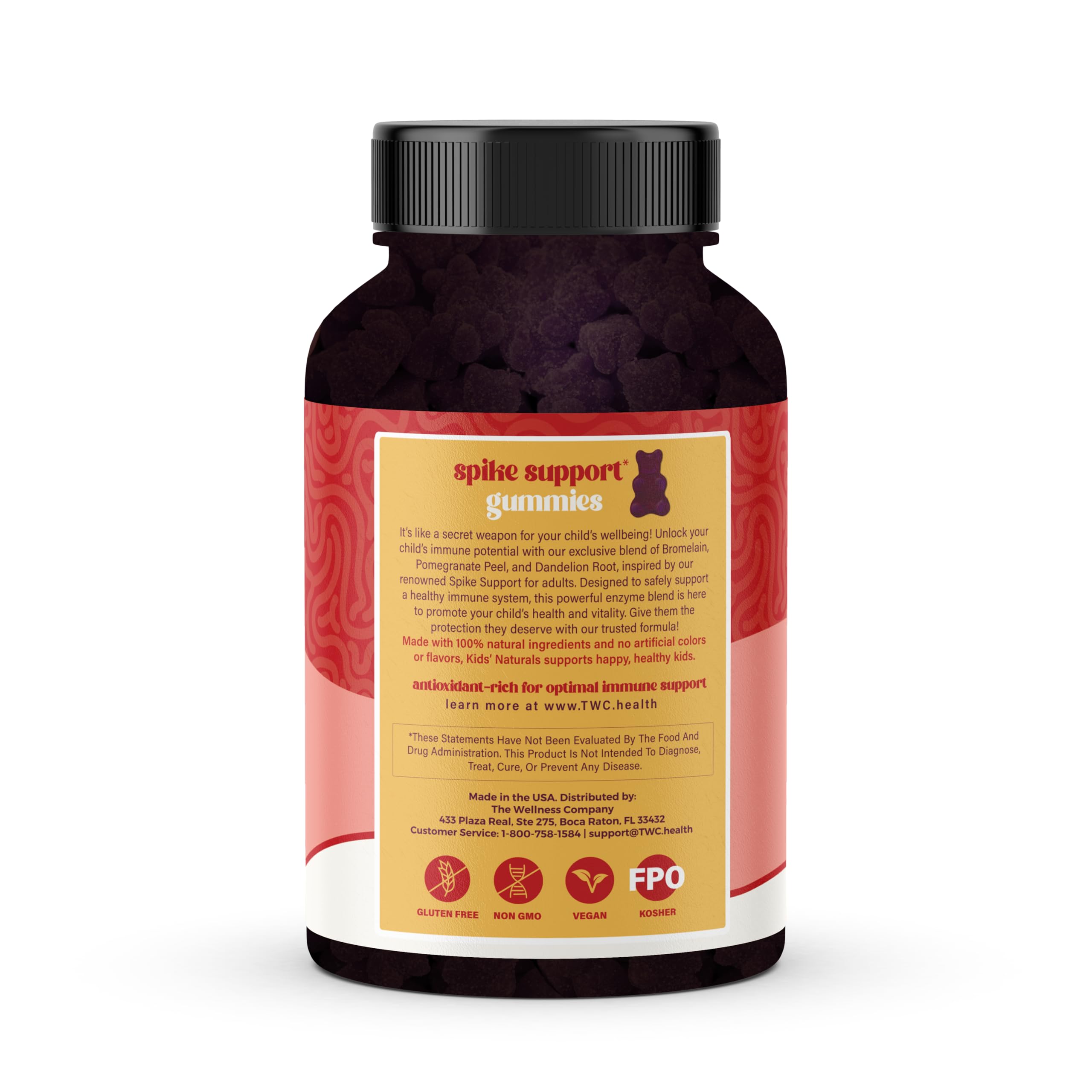 Kids Naturals Spike Support Gummies – Year-Round Wellness with Vitamin C, D & Zinc | 60ct (1 Month Supply) The Wellness Company uk supplements