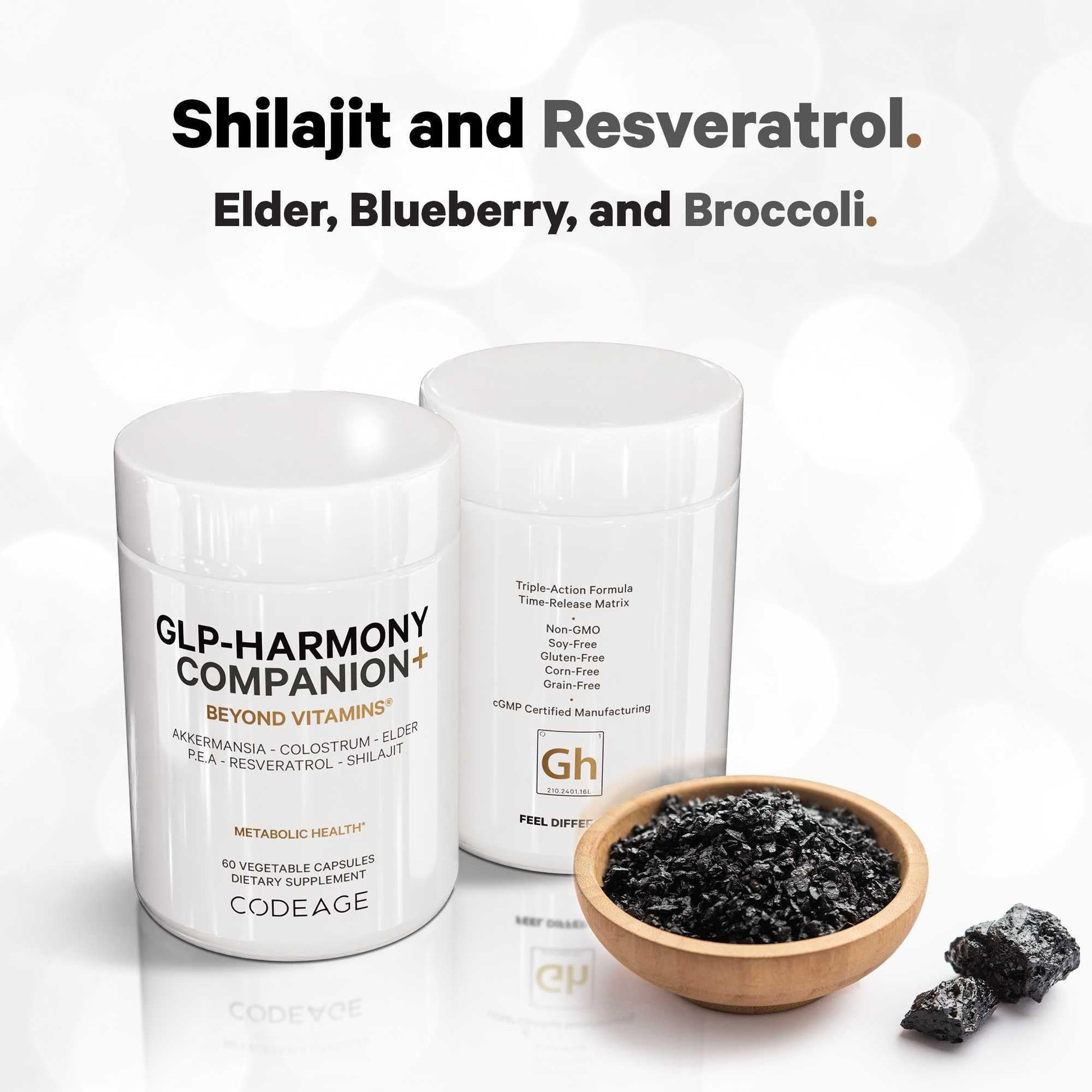 Codeage GLP-Harmony Companion+ Supplement - GLP-1 Agonist Support - Lion's Mane, Pea, Colostrum, Shilajit, Akkermansia, Elder, Citrus Bioflavonoids, Broccoli, Resveratrol - Non-GMO - 60 Capsules Codeage uk supplements