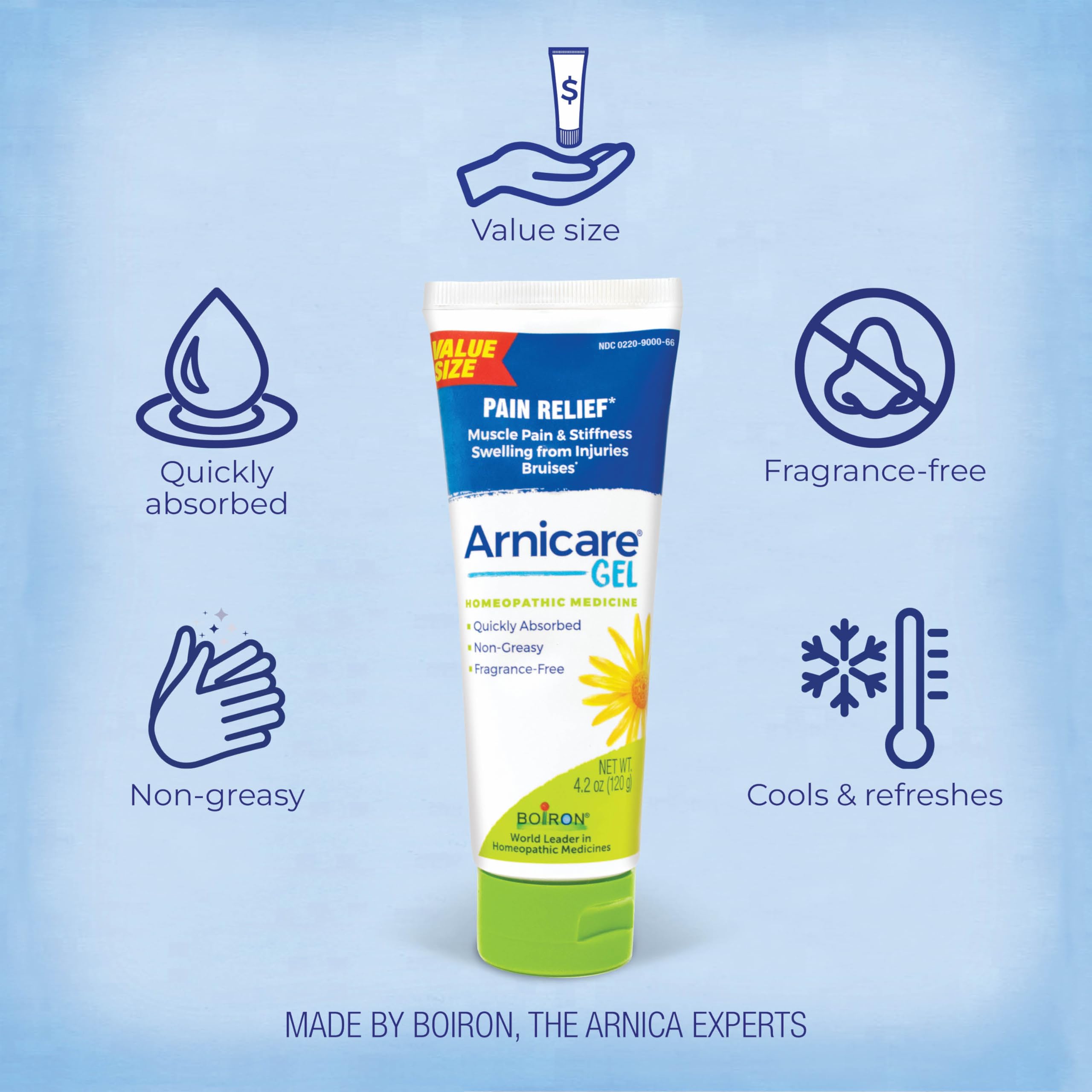 Boiron Arnicare Gel 4.2 oz (Twin Pack) for Joint Pain Relief, Muscle Pain, Muscle Soreness, and Swelling from Bruises or Injury - Non-Greasy and Fragrance-Free Arnica Boiron uk supplements