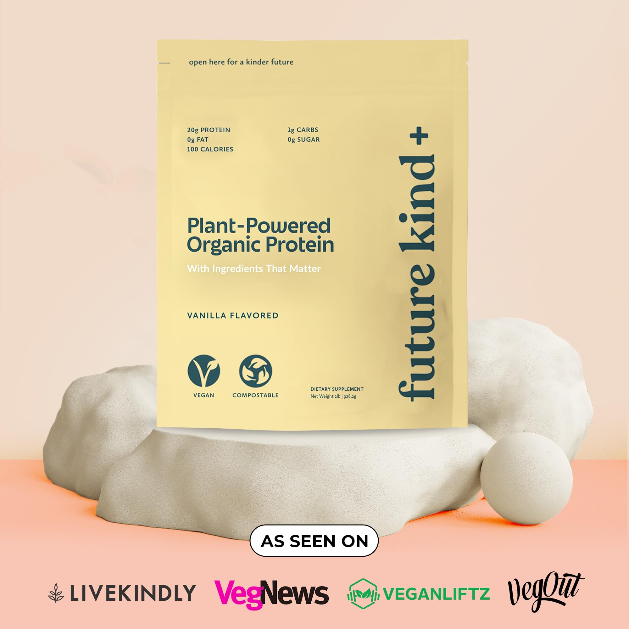 Future Kind Vegan Protein Powder, Vanilla, Pea Plant Protein for Lean Muscle with Iron & Fiber, Whey-Free, Sugar-Free, Soy-Free, Non-Dairy (34 Servings) Future Kind uk supplements