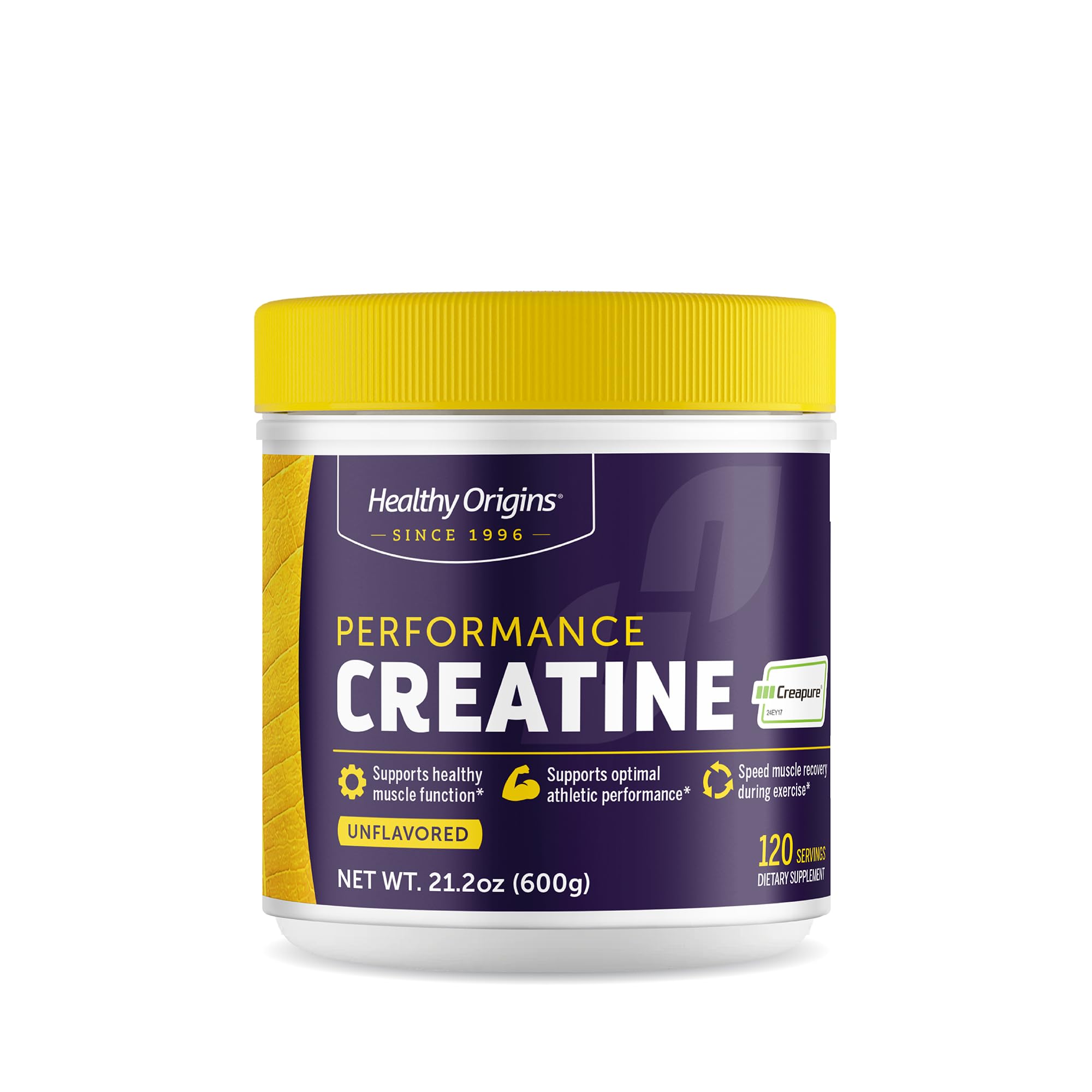 Healthy Origins® Performance Creatine with Creapure®, Unflavored Micronized Powder, Supports Muscle Function, Energy & Recovery, 21.2oz (600g), 120 Servings Healthy Origins uk supplements