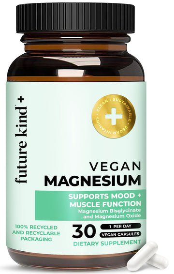 Future Kind Magnesium Glycinate, Supports Muscle and Nerve Function, High Absorption Chelated Magnesium Supplement, Nightly Calm, Energy & Metabolism, Highly Bioavailable & Potent - 30 Vegan Capsules Future Kind uk supplements