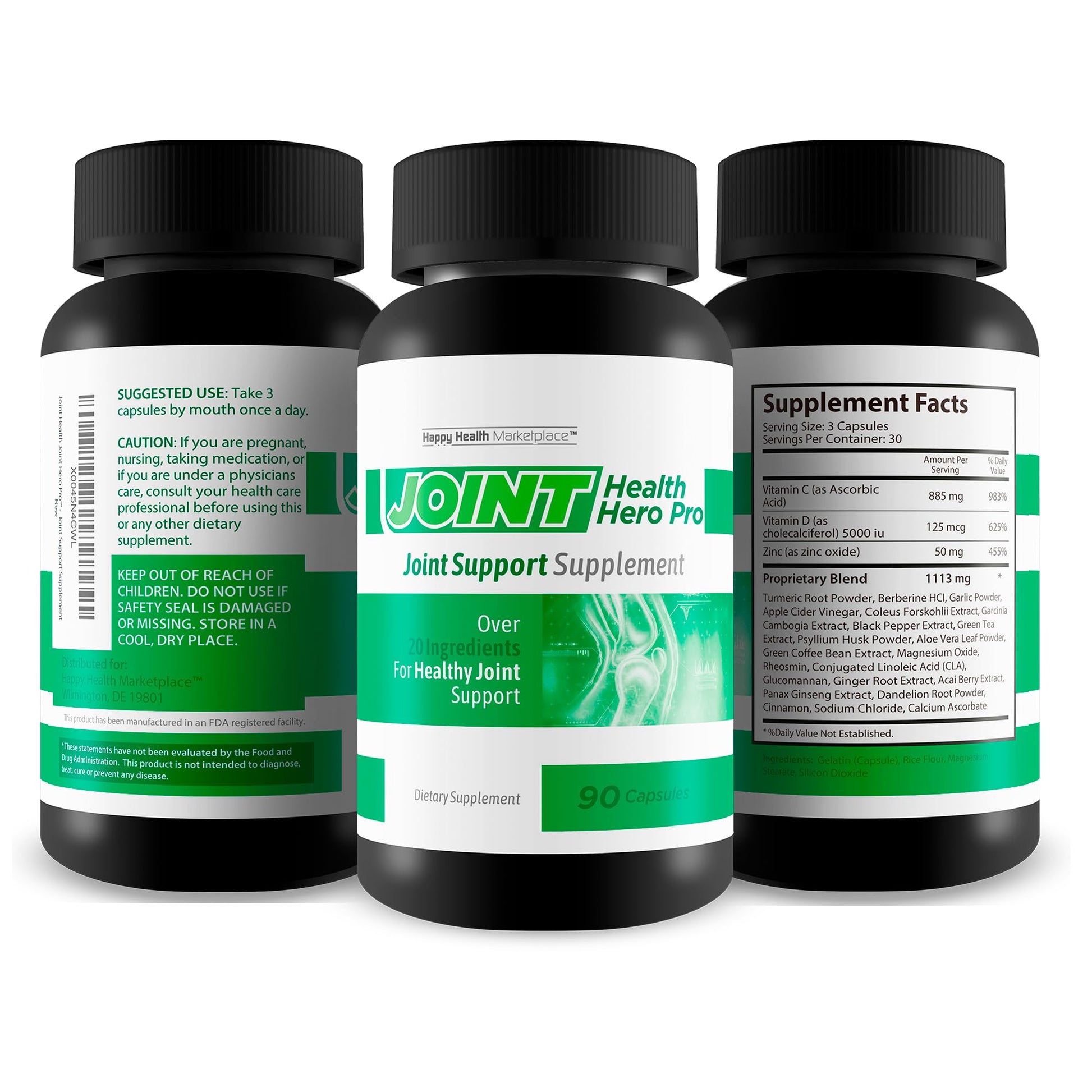 Joint Health Hero Pro - Our Best Joint & Bone Support Supplement - Turmeric - Vitamin D - Vitamin C - for Knees, Hips, Hands, Feet, Back, Neck, and More - Our Best Vitamin D Formula Happy Health Marketplace uk supplements