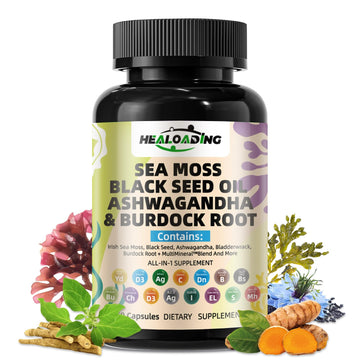 HEALOADING Sea Moss Capsules：Wildcrafted Organic Irish Seamoss & Bladderwack - Rich in Minerals, Supports Thyroid Health, Digestion, Skin & Immune System - Vegan, Non-GMO HEALOADING uk supplements