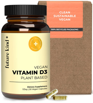 Future Kind Vitamin D3 2500 IU for Bone and Muscle Function, Vitamin D Vegan Supplement from Plant Lichen, Non-GMO, Sugar Free, Pure Vitamin D3, Promotes Natural Resilience, 30 Capsules Future Kind uk supplements